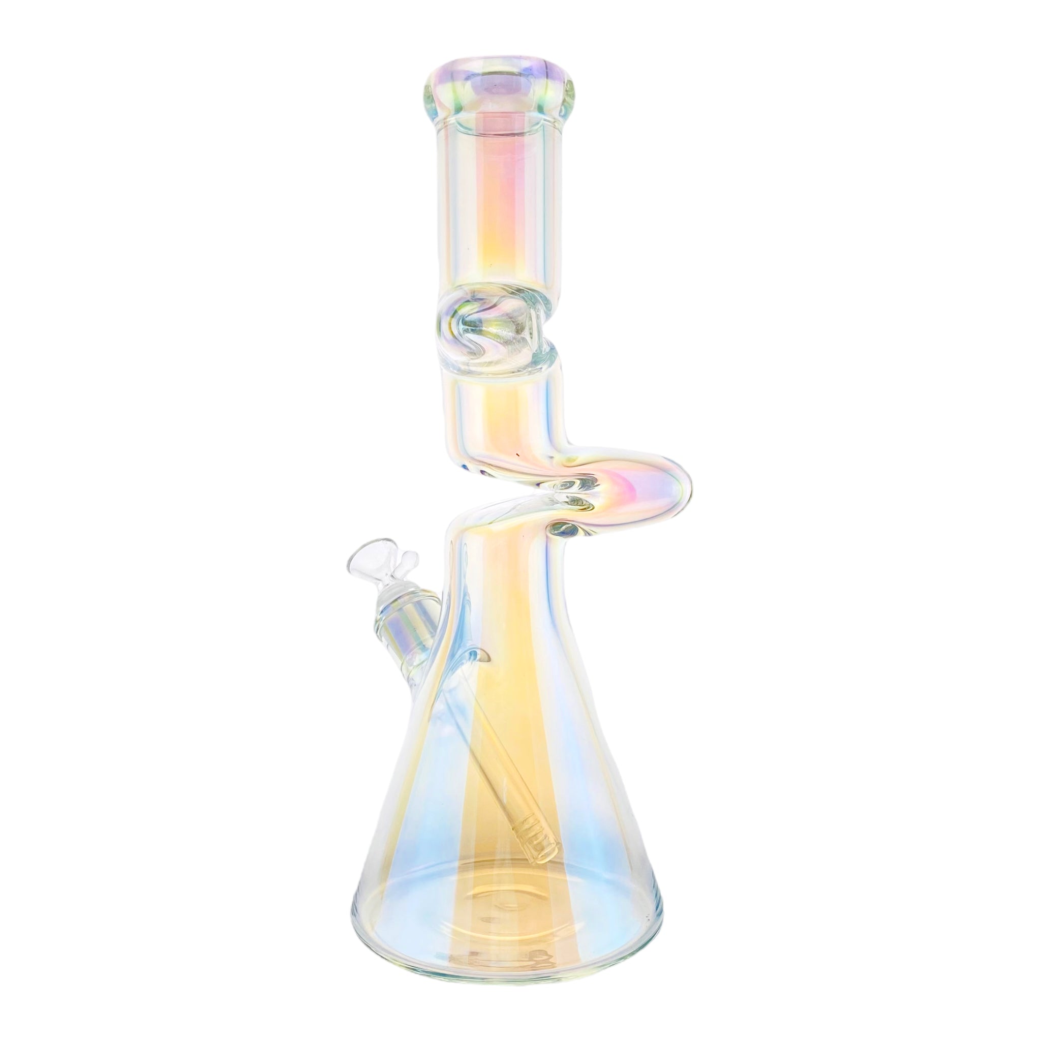 14 Inch Zong Neck Beaker With Rainbow Reflective Coating