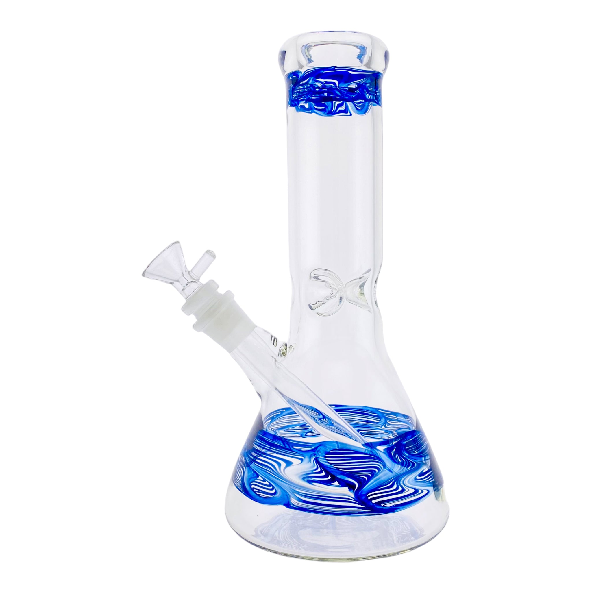 10 Inch Clear Beaker Bong With Blue Wrap And Rake