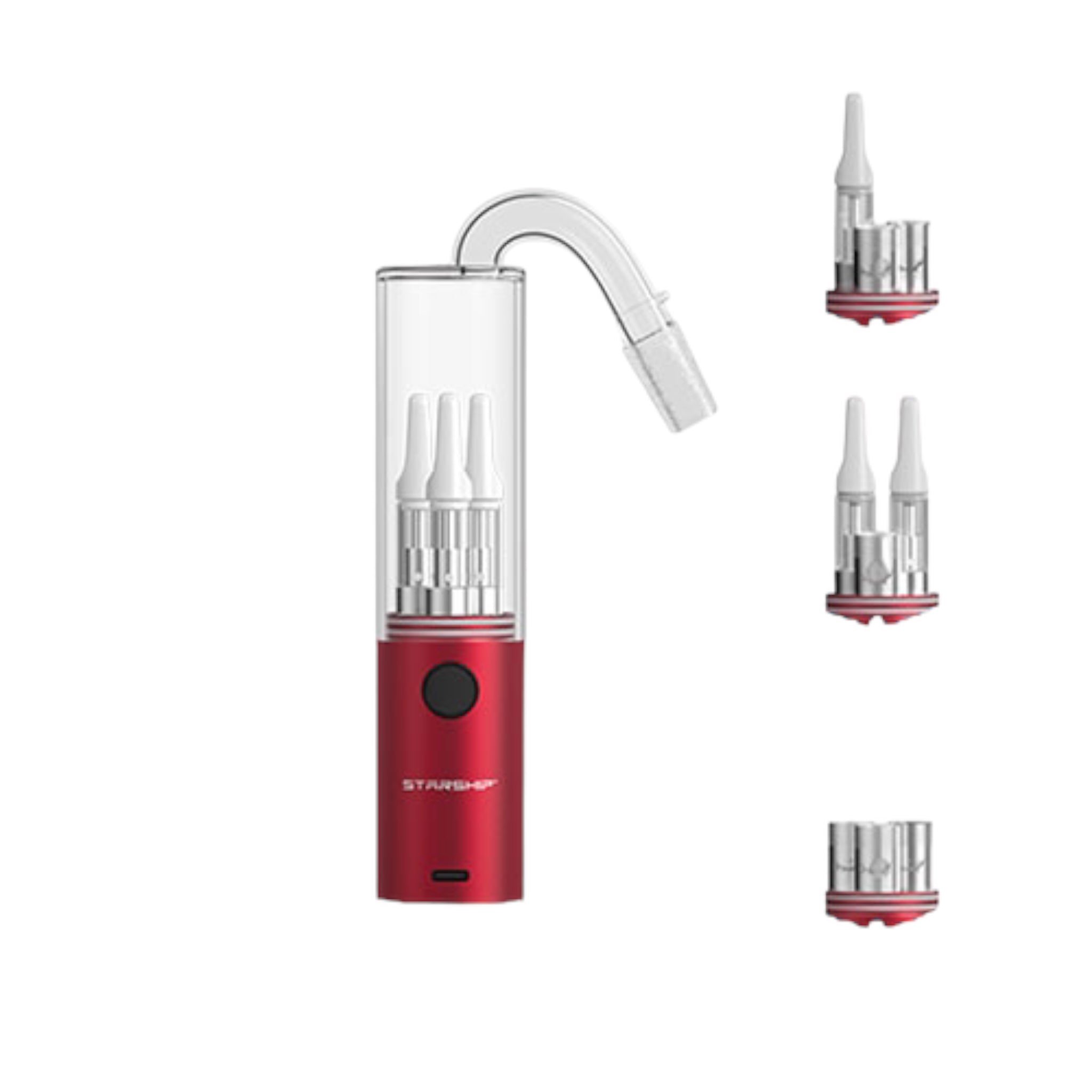 best reviewed Hamilton Devices - Starship Triple Vape Cart And Wax Coil Battery - Red