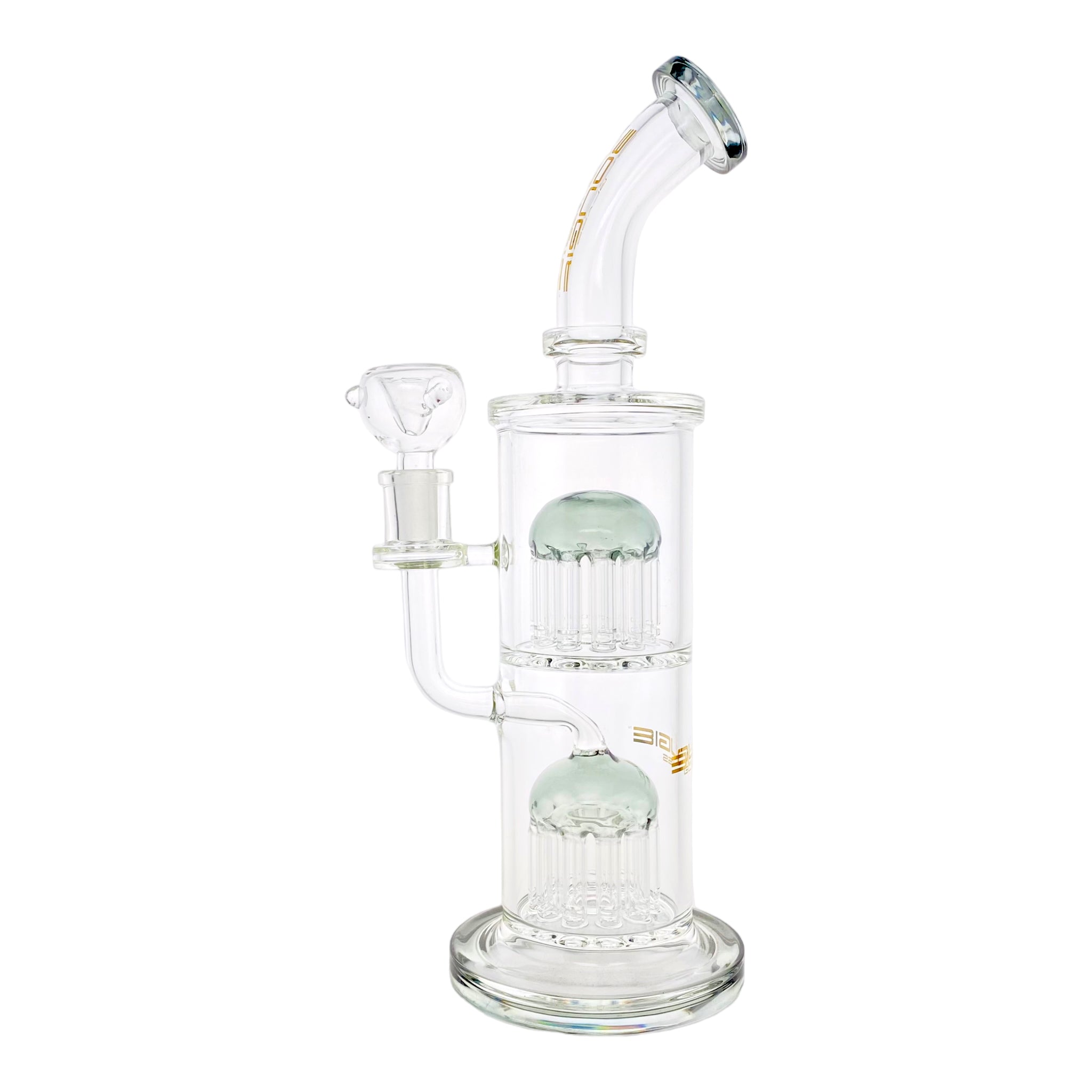 Bougie Glass Large Dab Rig With Shadow Black Double Tree Perc 12 Inches Tall