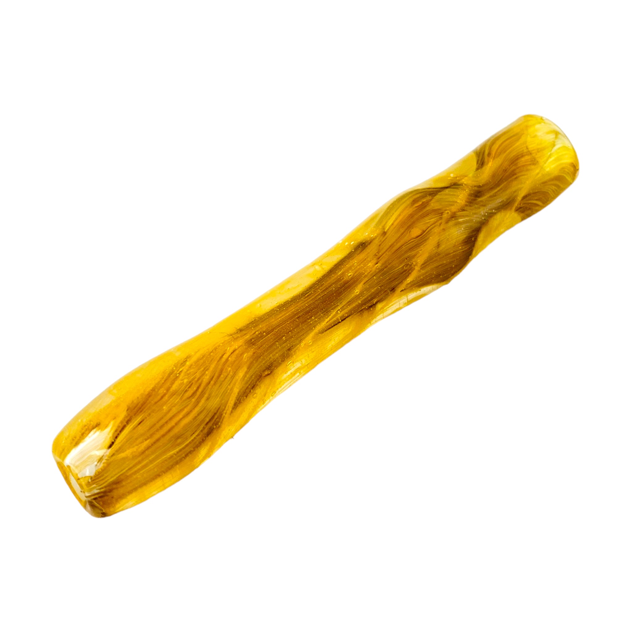Glass Chillum Pipe - Yellow & Black With Sparkles Glass One Hitter
