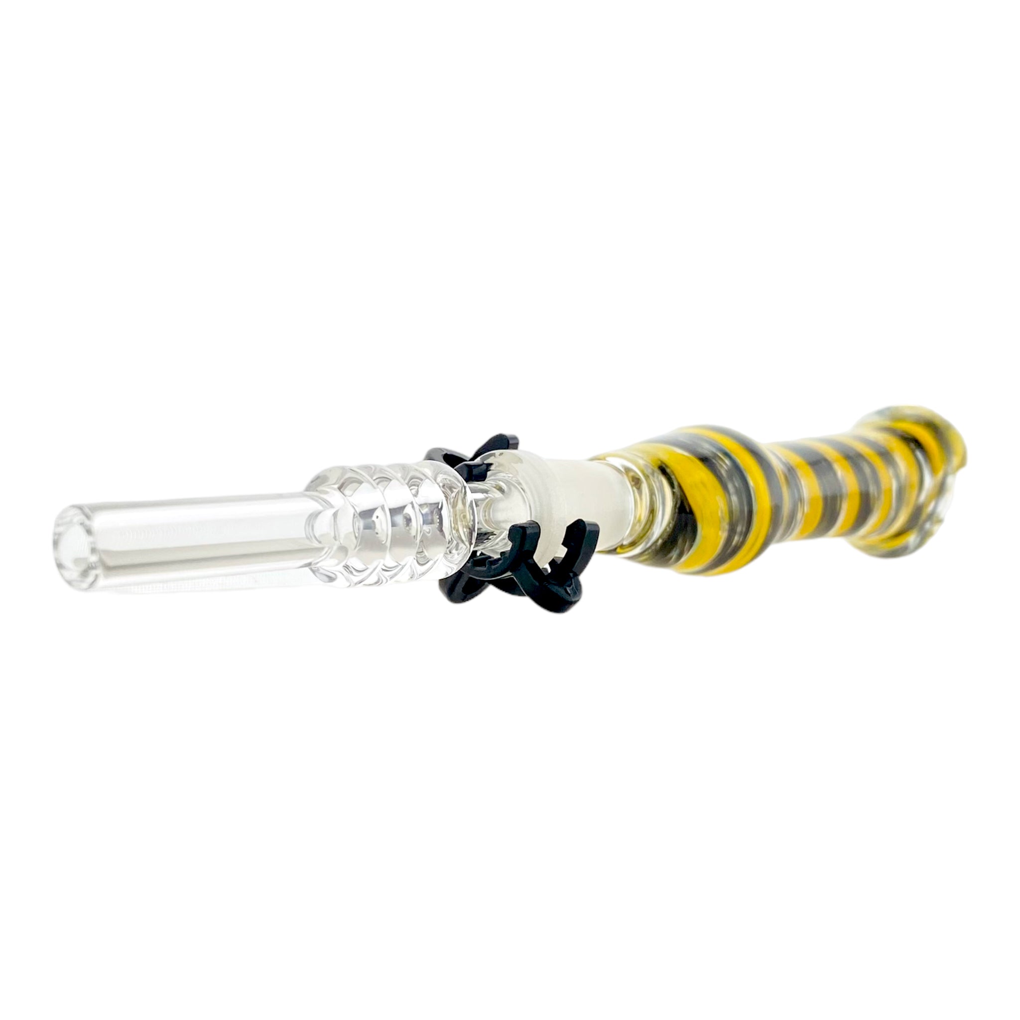 10mm Nectar Collector - Black And Yellow Inside Out With 10mm Quartz Tip