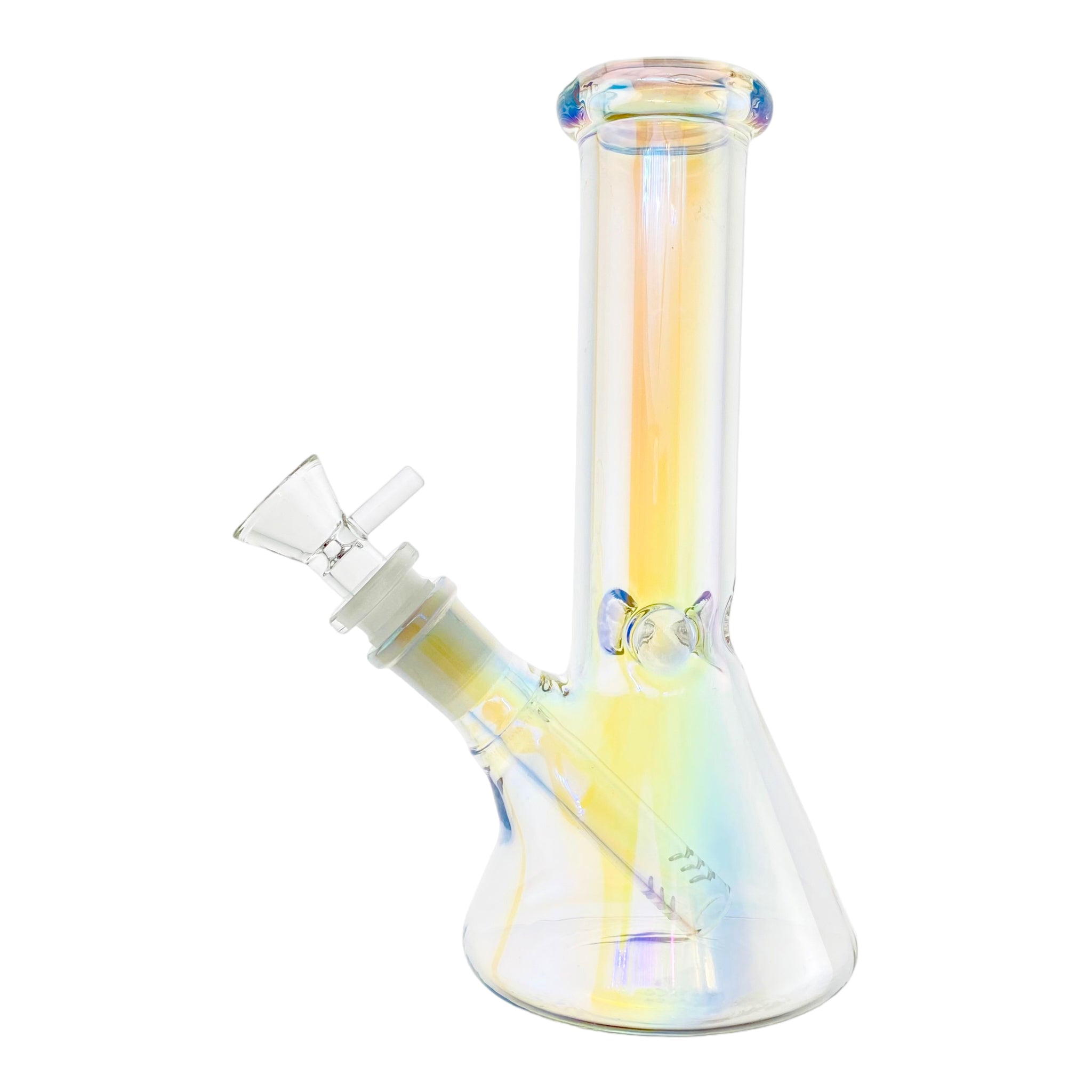 8 Inch Clear Pearlescant Metallic Beaker Bong