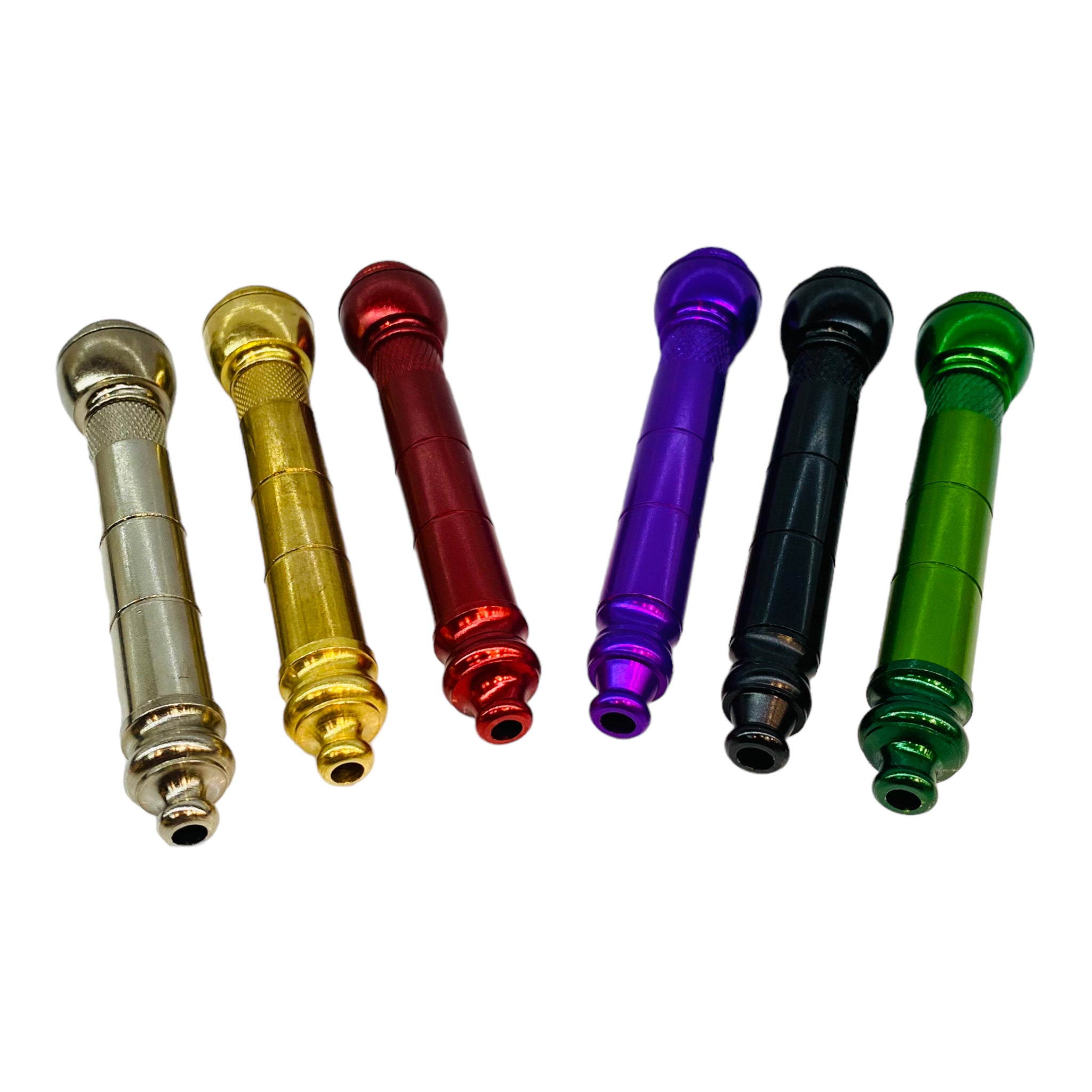 Metal Hand Pipes - Straight Chillum Metal One Hitter With Cap