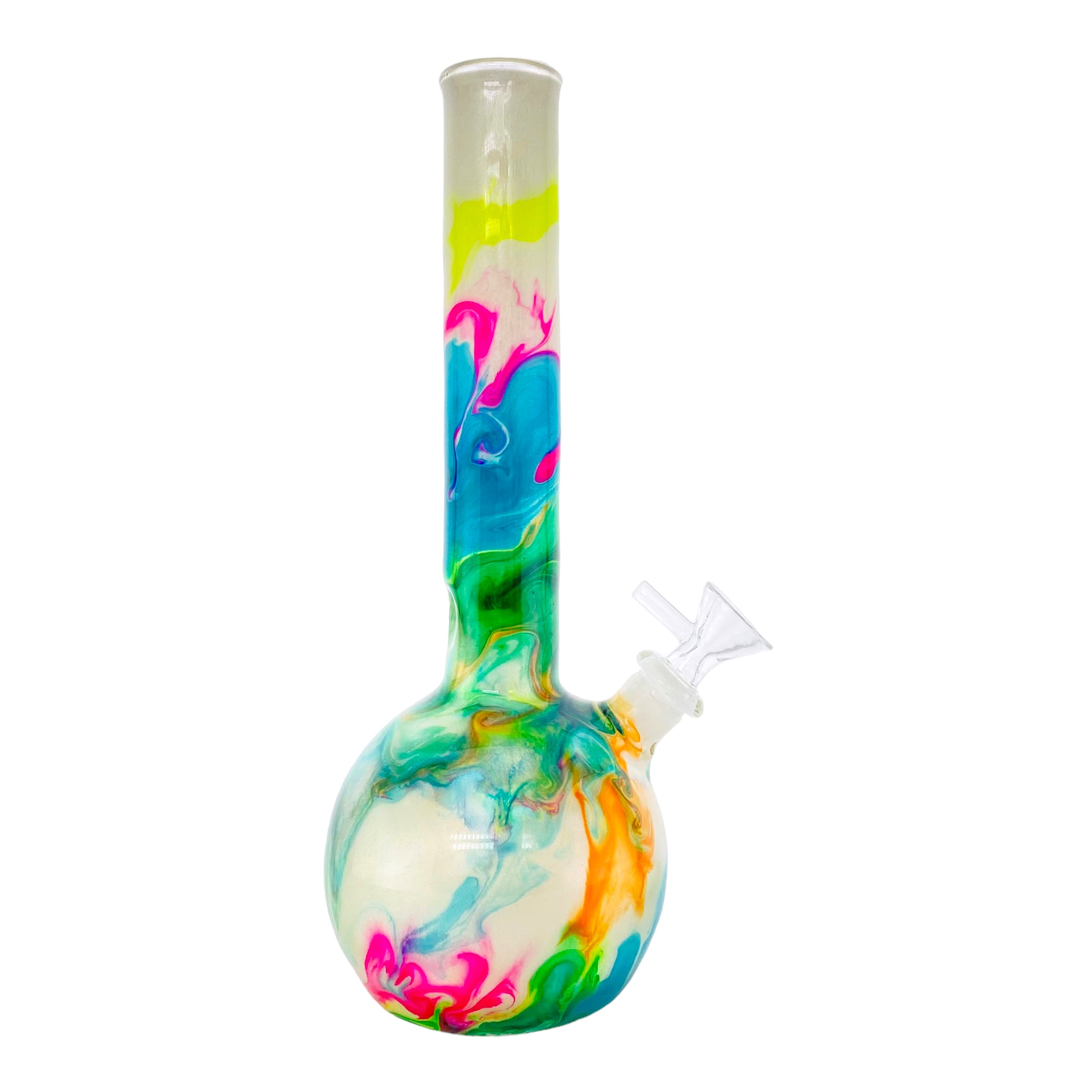Oregon Blown Glass - Colorful Tie Dye Hippie Bubble Base Bong