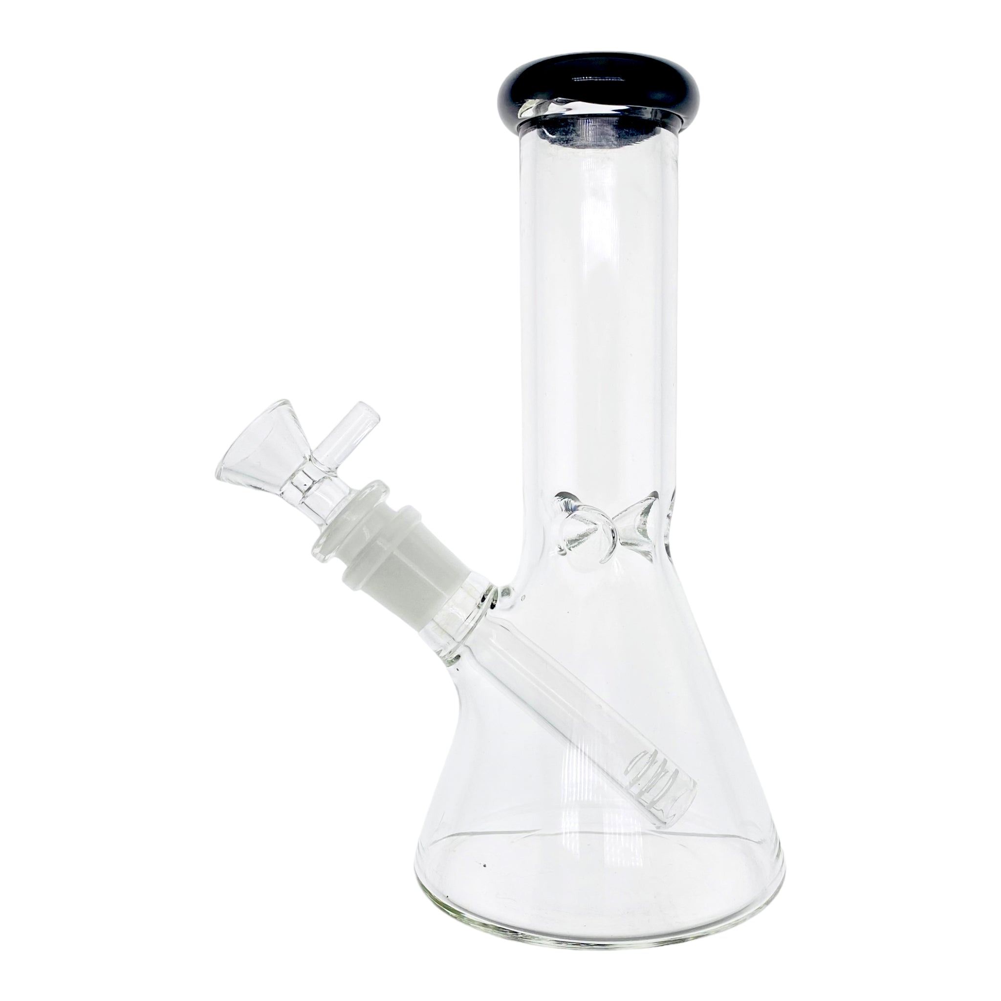 8 Inch Small Clear Beaker Bong With Black Color Lip