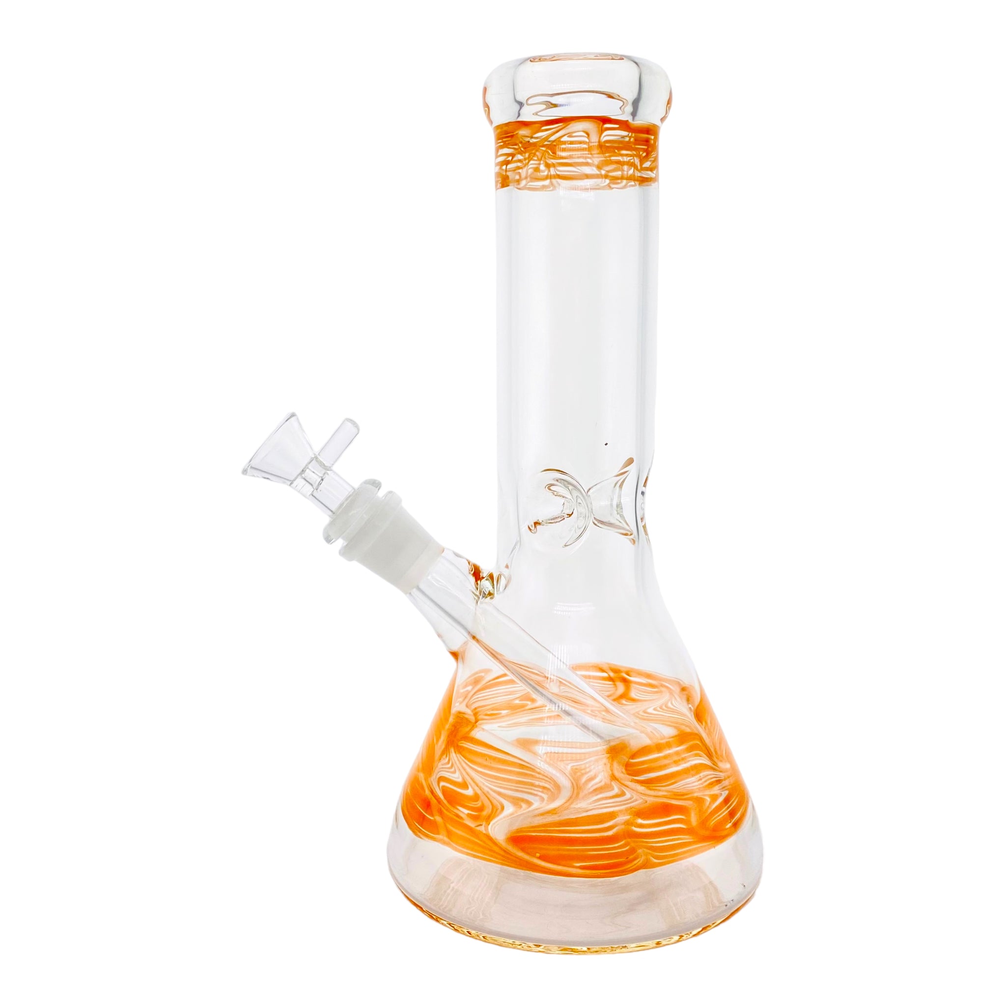 10 Inch Clear Beaker Bong With Orange Wrap And Rake