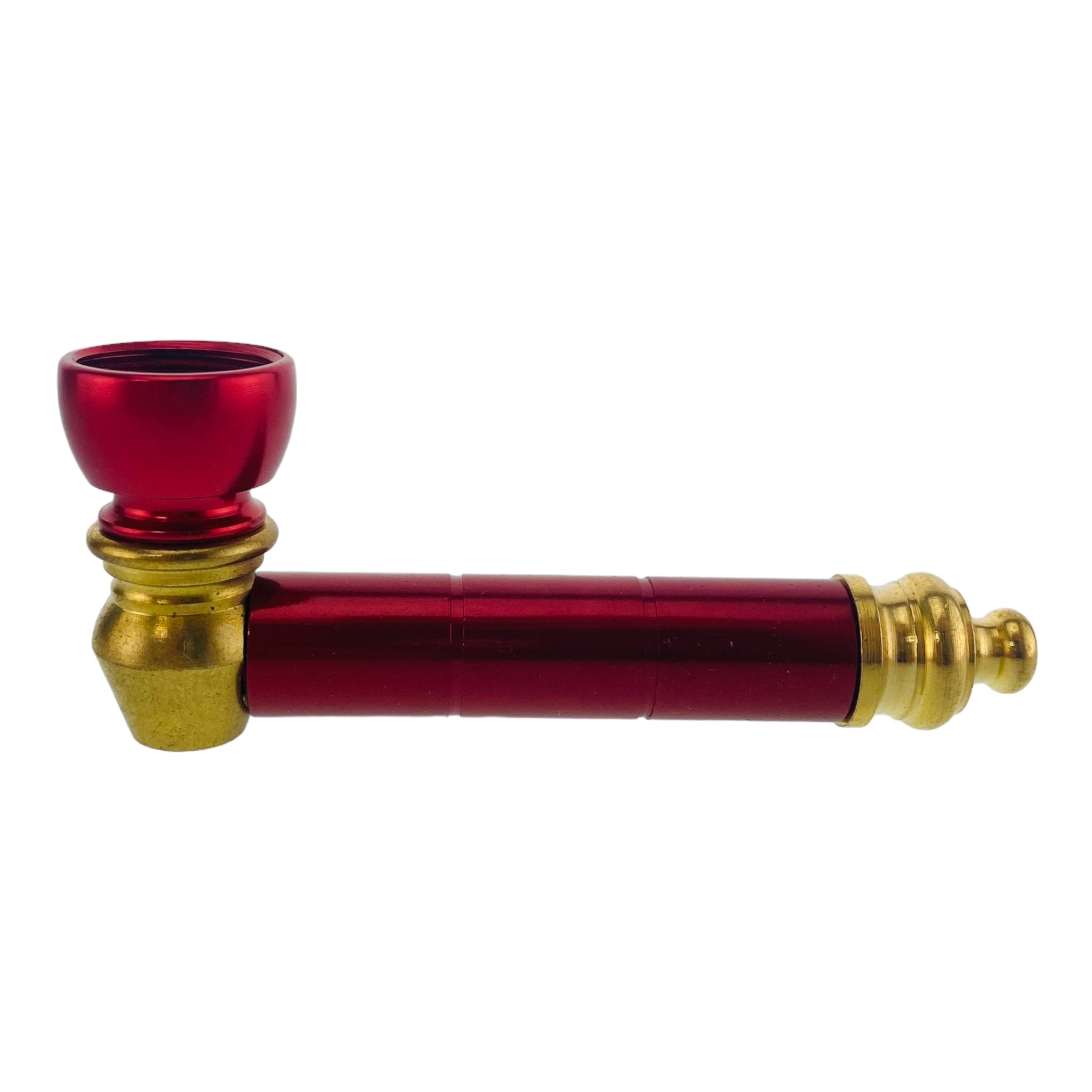 Metal Hand Pipes - Red & Gold Basic Aluminum And Brass Metal Pipe With Small Chamber