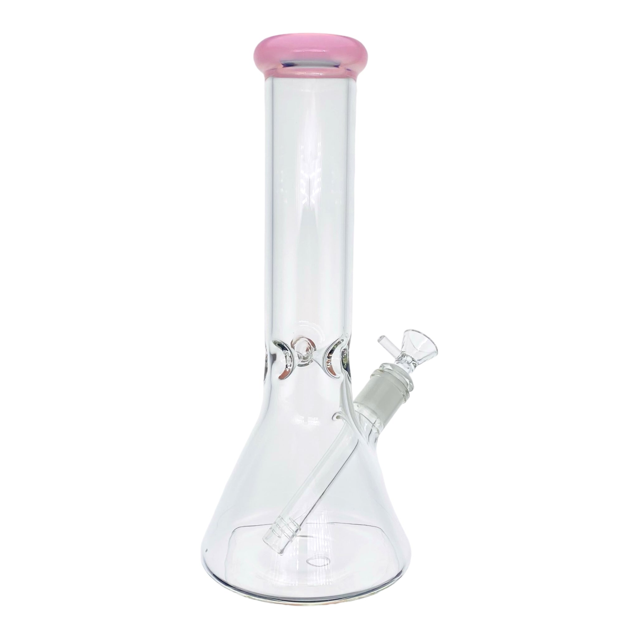 12 Inch Clear Beaker Bong With Pink Color Lip