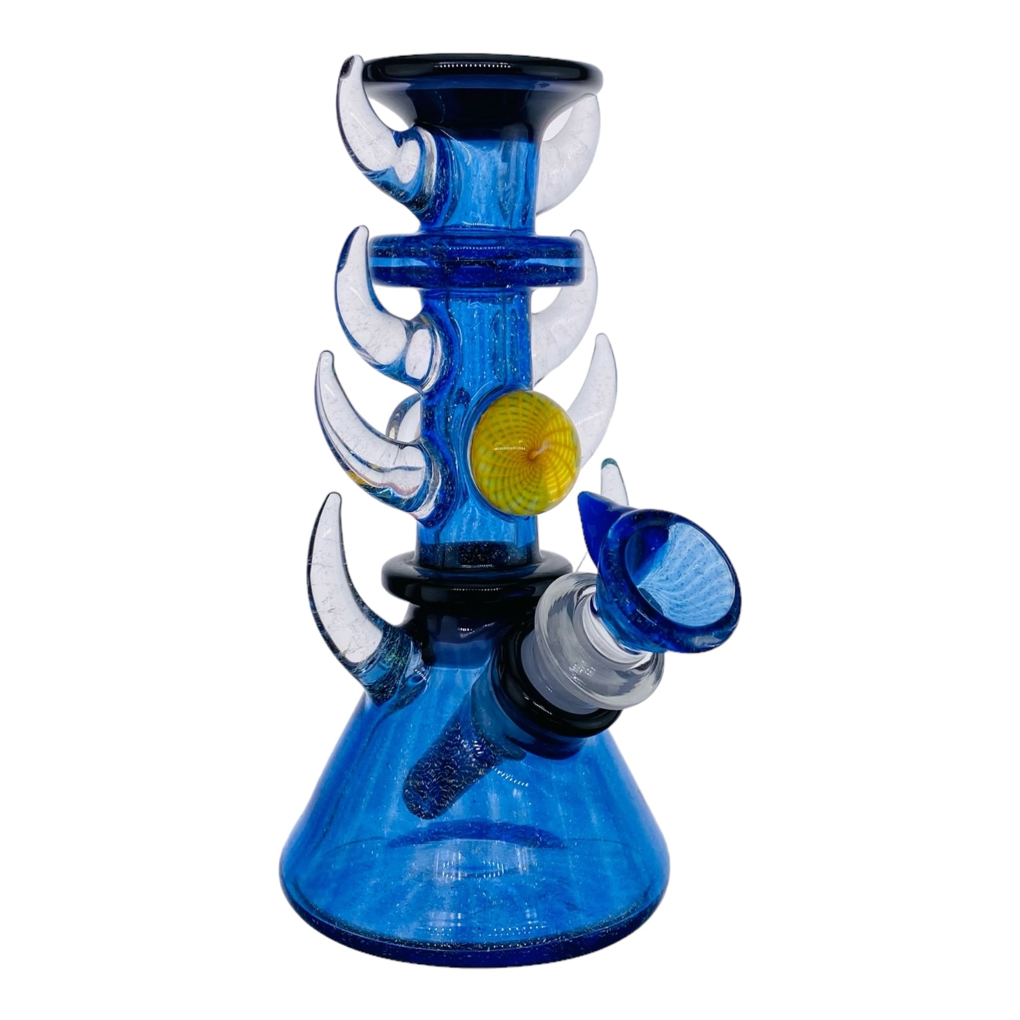 Heady glass Darby Holm - Blue Dichro Horned Minitube Dab Rig Water Pipe With Large Opals for sale
