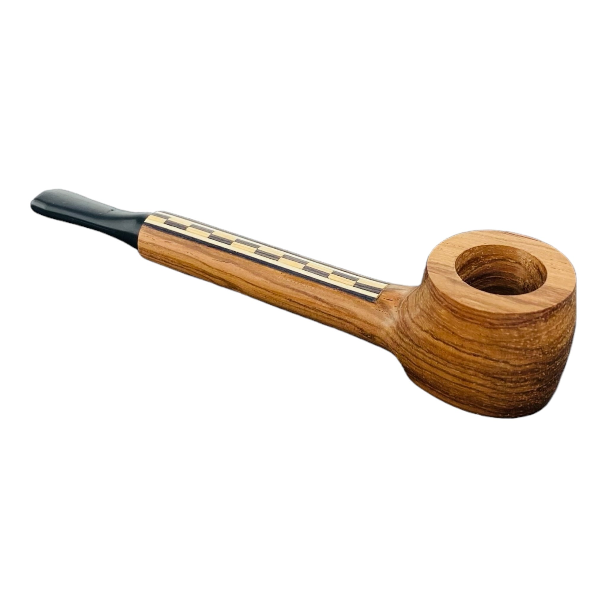 best cheap Wood Hand Pipe - Long Skinny Stem With Wood Inlay And Plastic Mouthpiece
