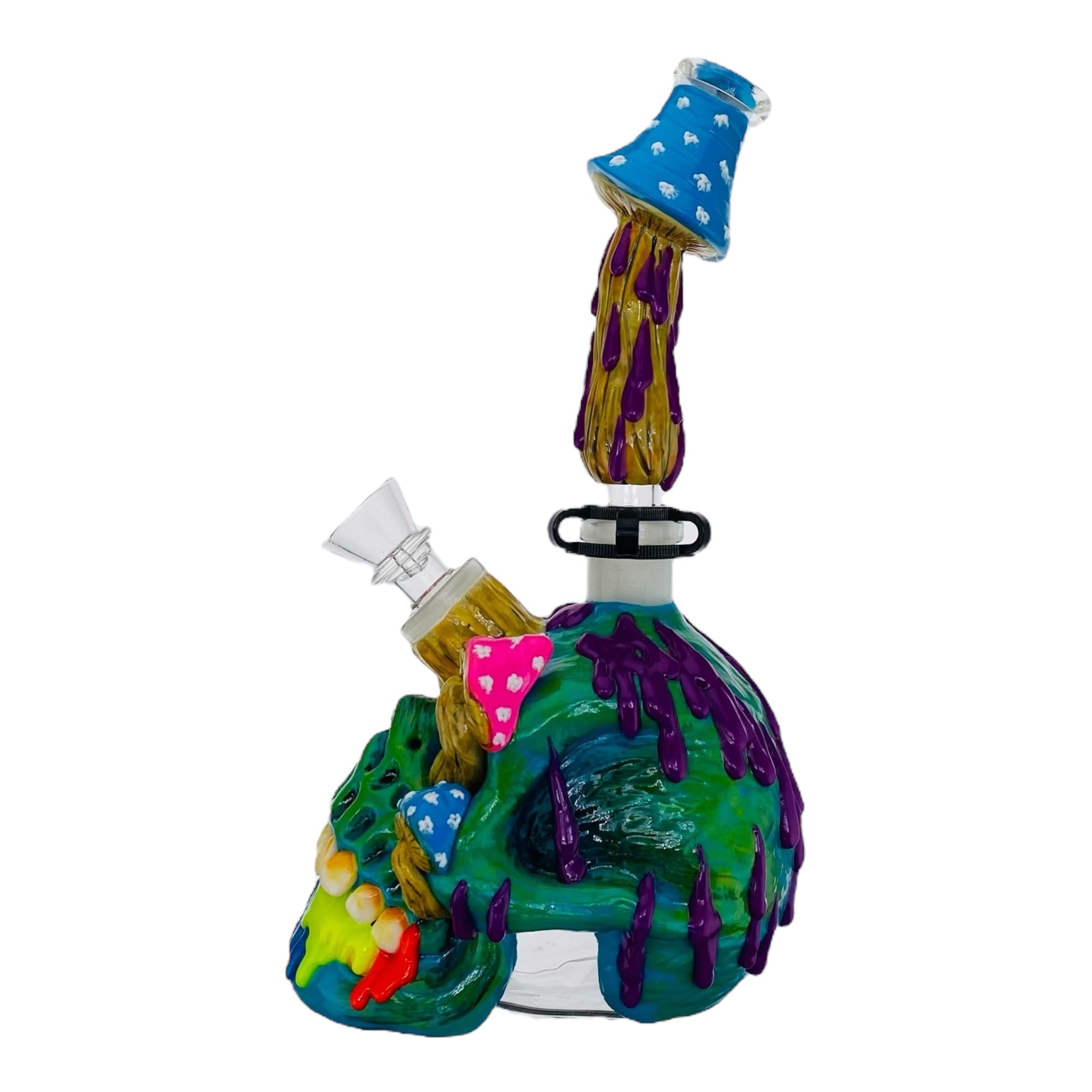 cute and girly Skull Bong With Mushrooms And Removeable Mouthpiece for sale