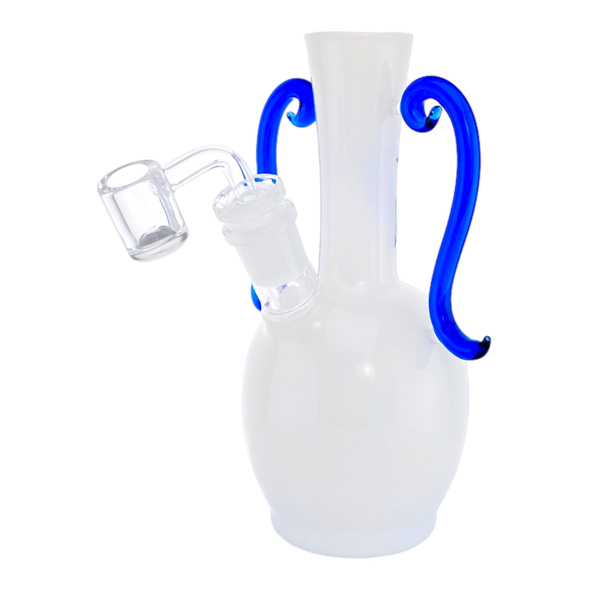 Decorative Vase Dab Rig made from white and blue glass