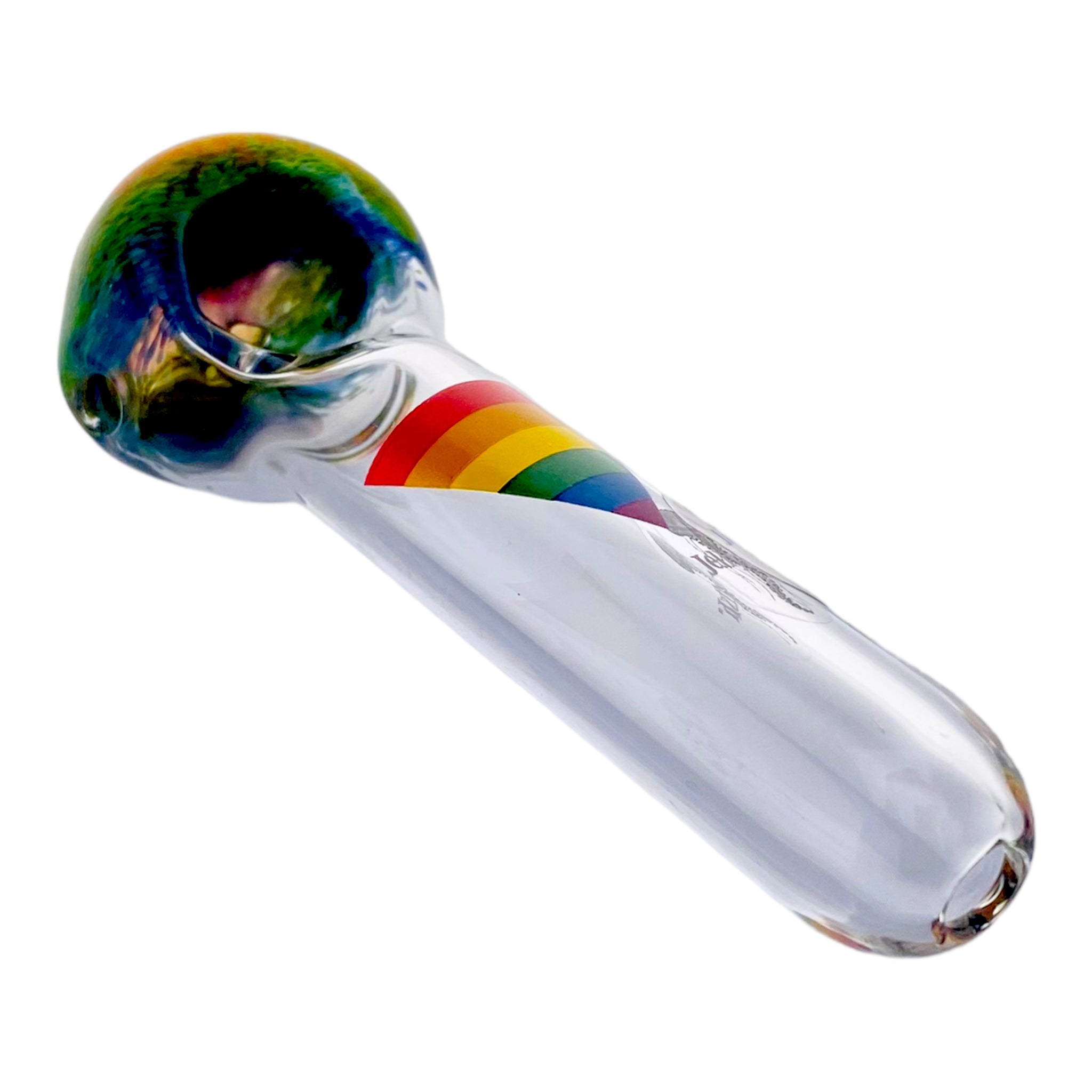 Jellyfish Glass - Clear With Rainbow Frit Bowl And Rainbow Triangle