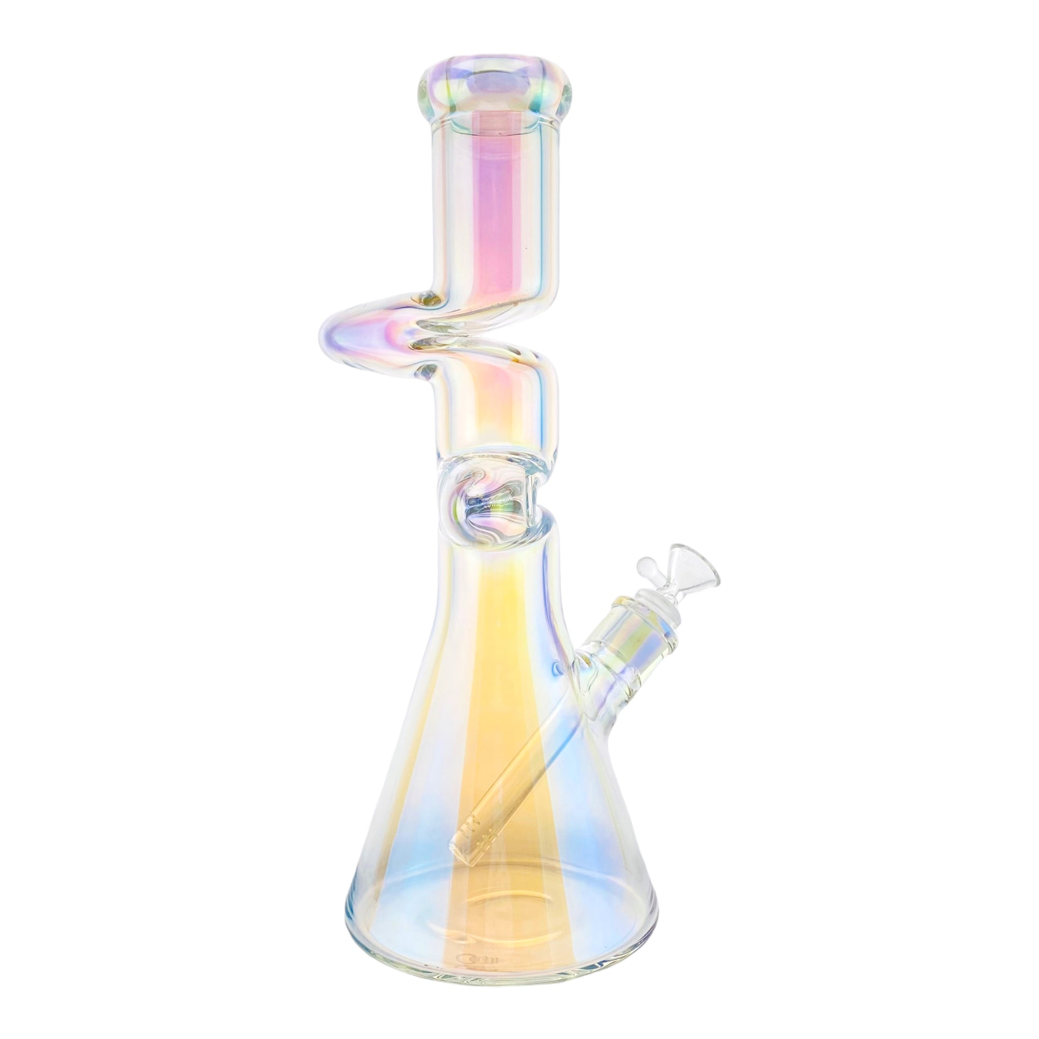 14 Inch Zong Neck Beaker With Rainbow Reflective Coating