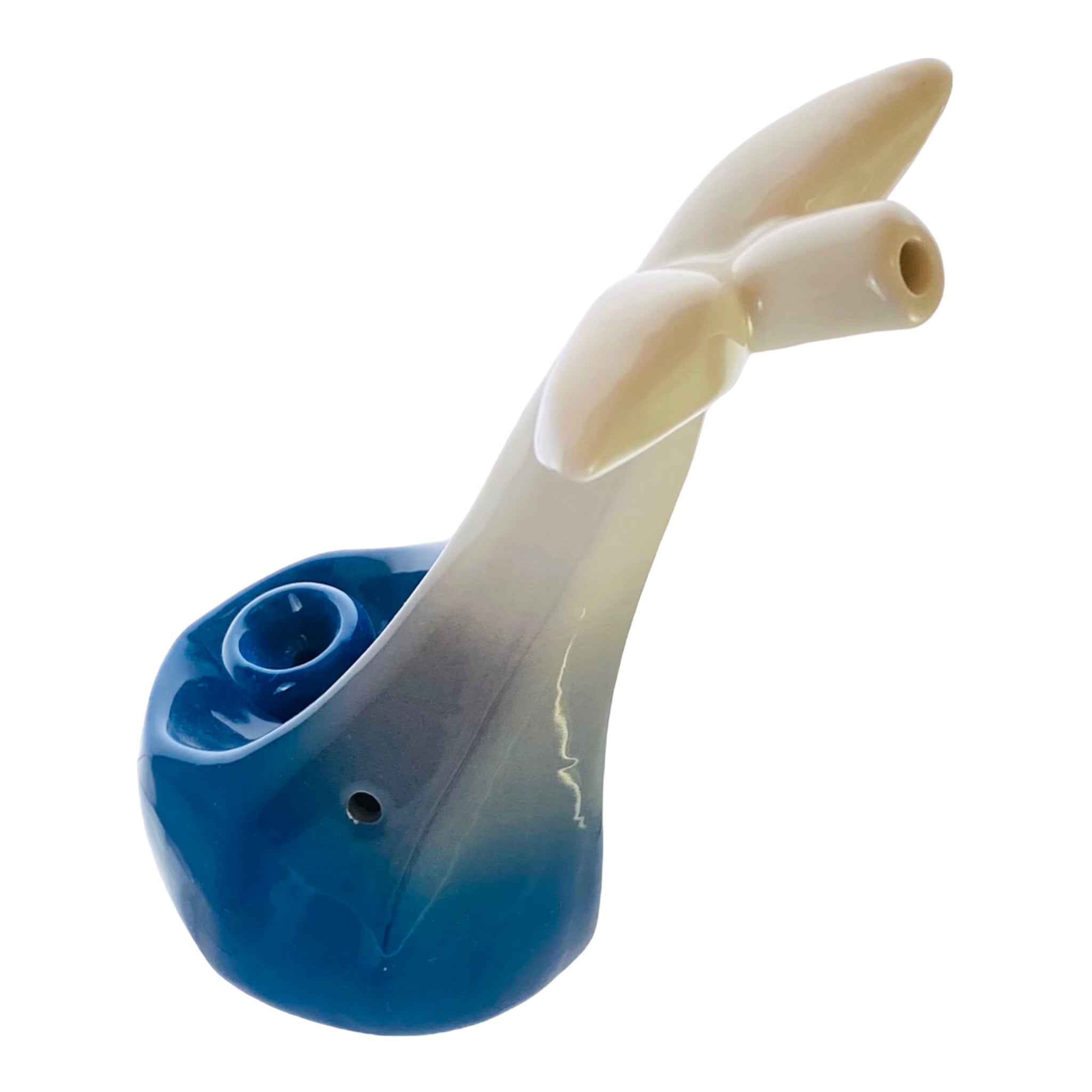 Whale Tail Ceramic Bong - Blue & White