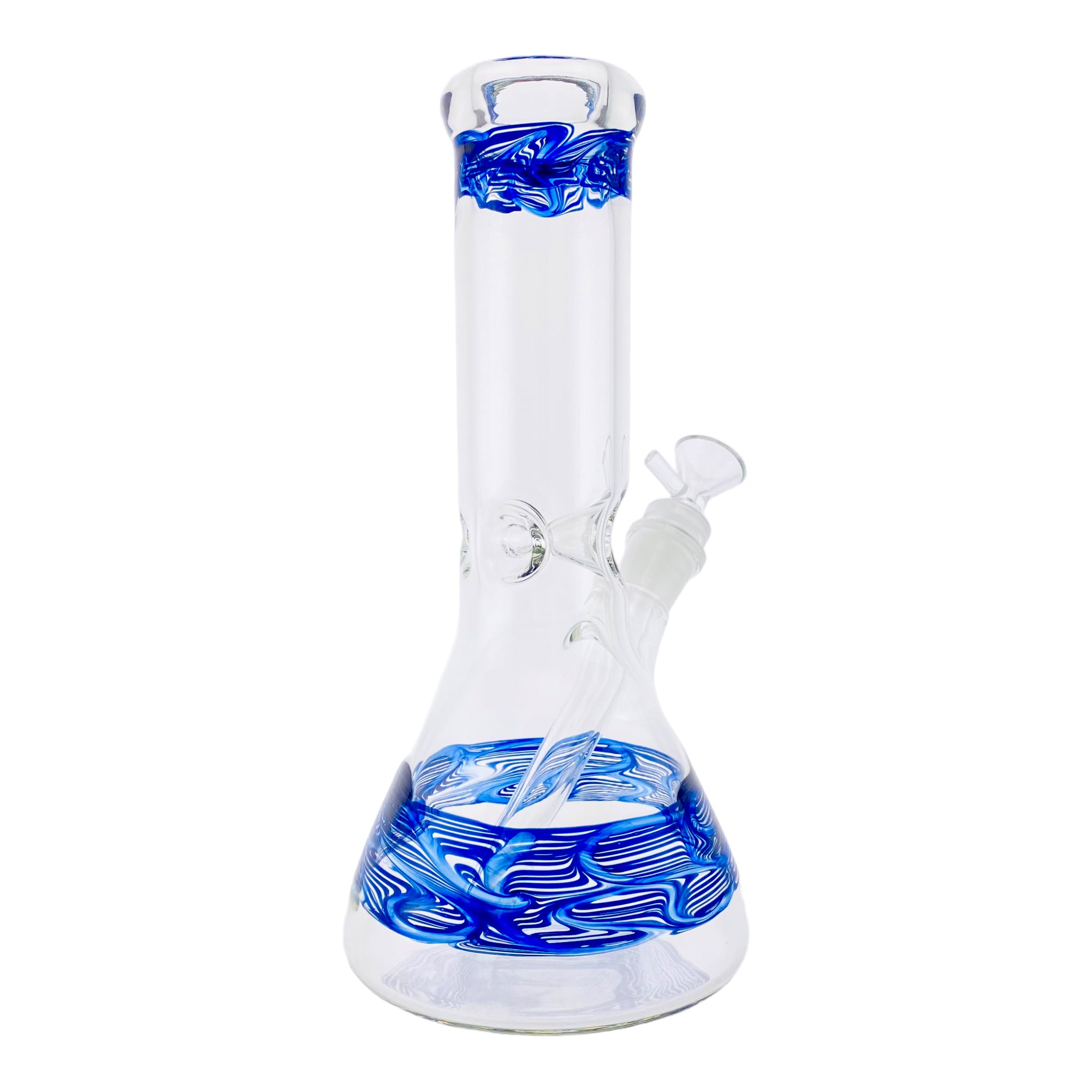 10 Inch Clear Beaker Bong With Blue Wrap And Rake