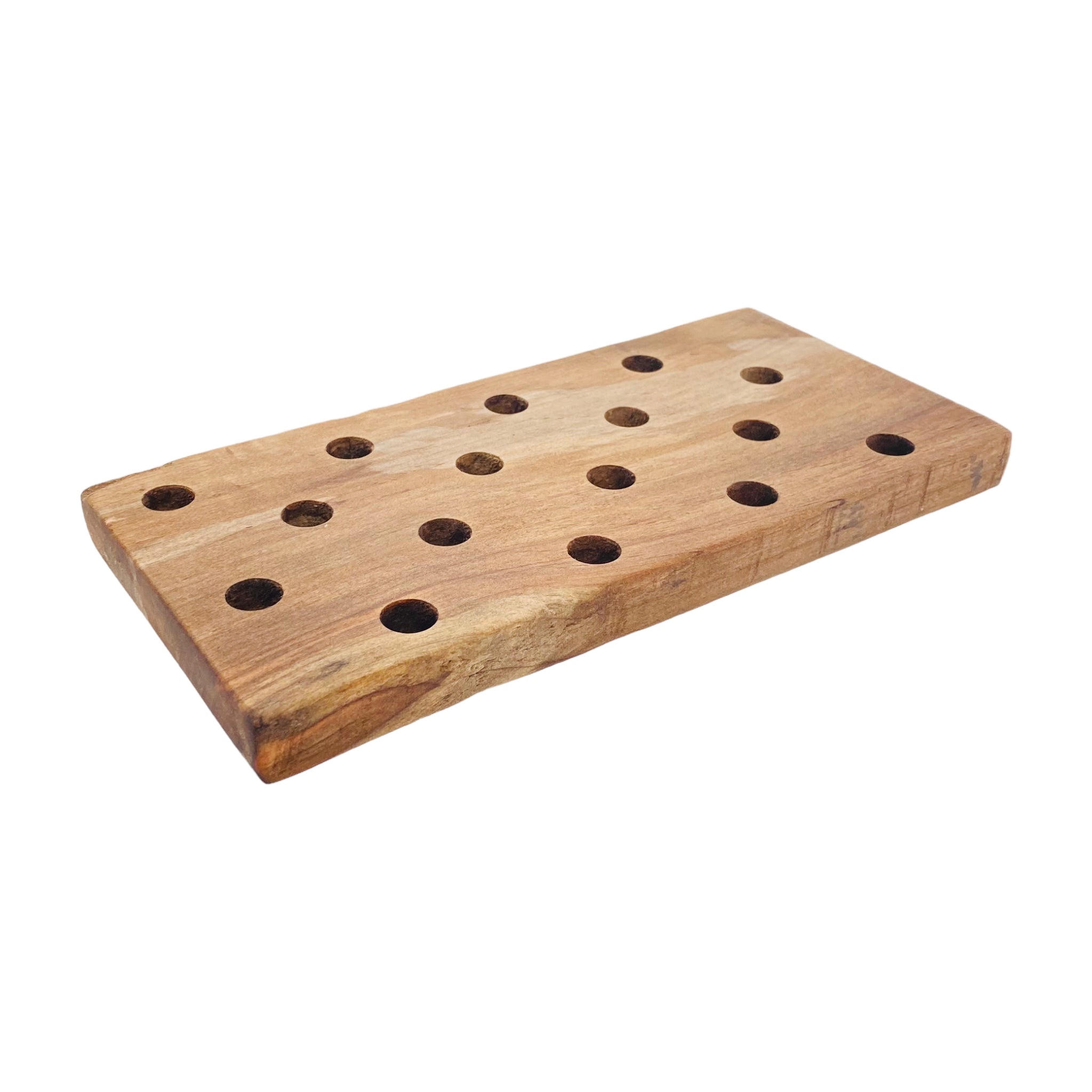 16 Hole Wood Display Stand Holder For 14mm Bong Bowl Pieces Or Quartz Bangers - Drift Wood