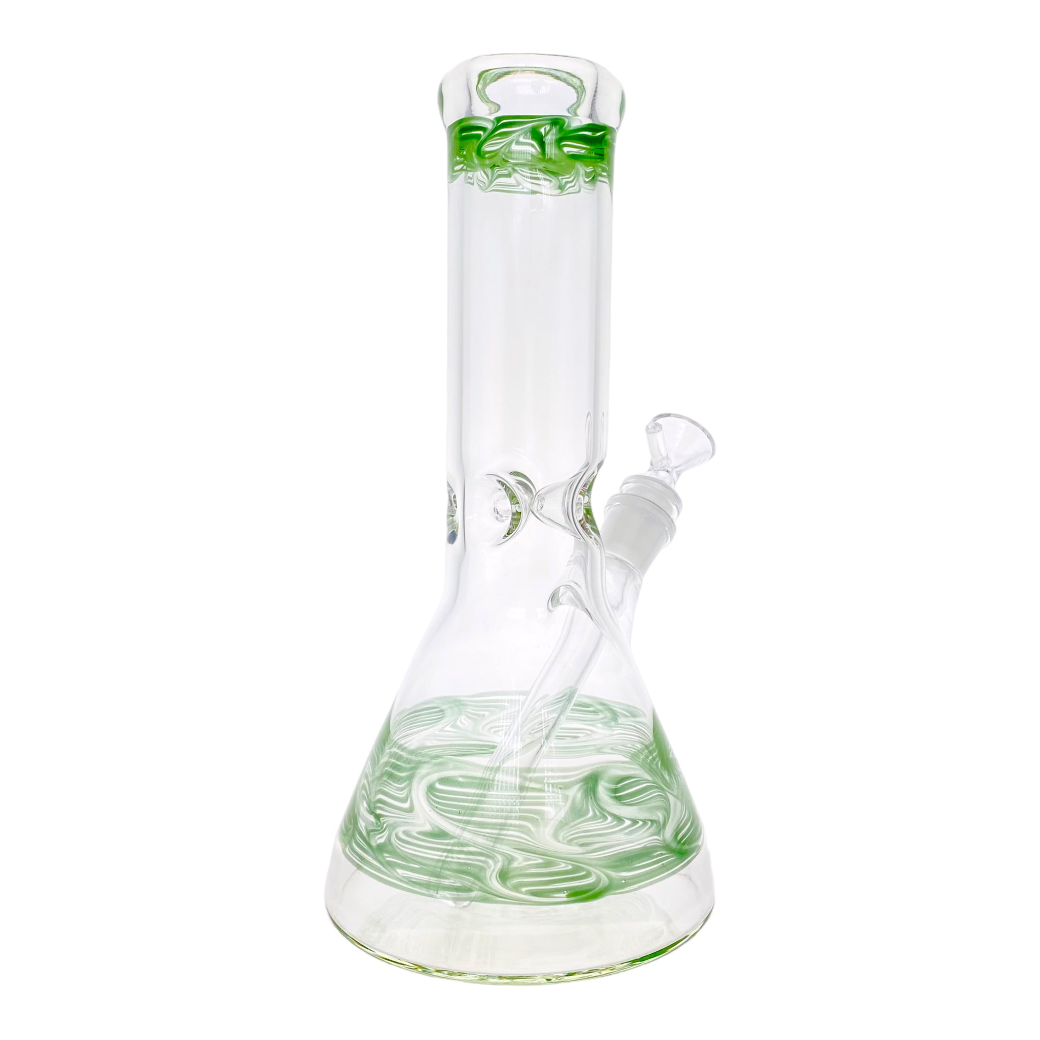 10 Inch Clear Beaker Bong With Green Wrap And Rake