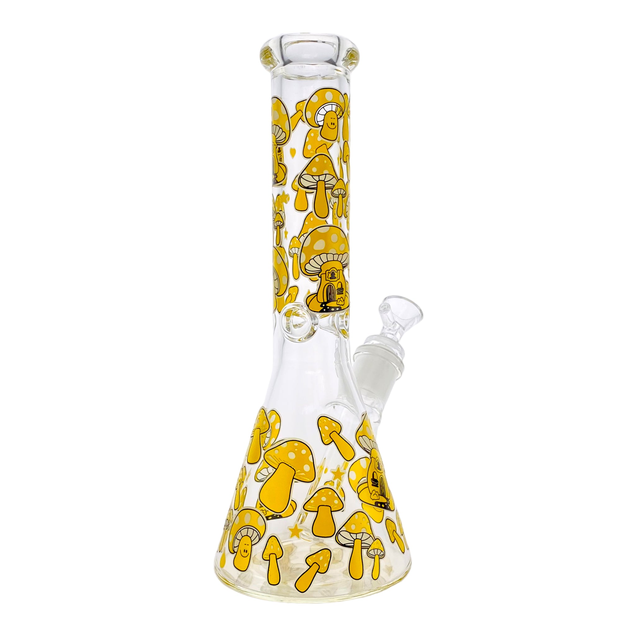 10 Inch Glass Beaker Bong With Yellow Mushrooms