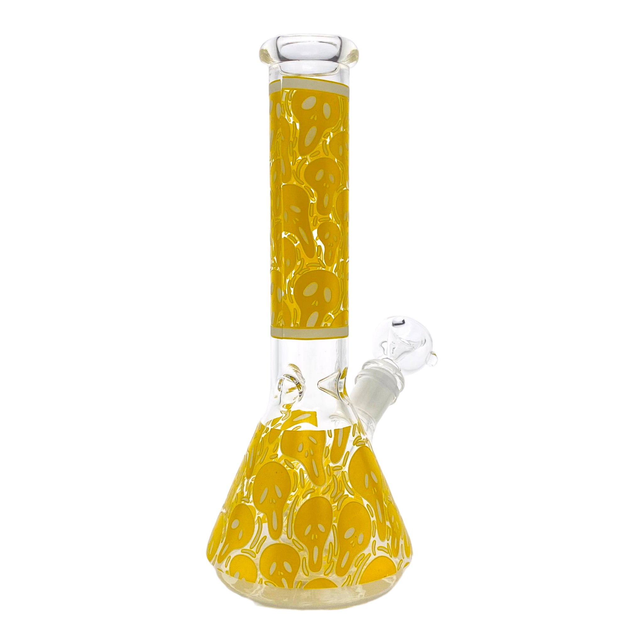 10 Inch Glass Beaker Bong With Yellow Ghosts