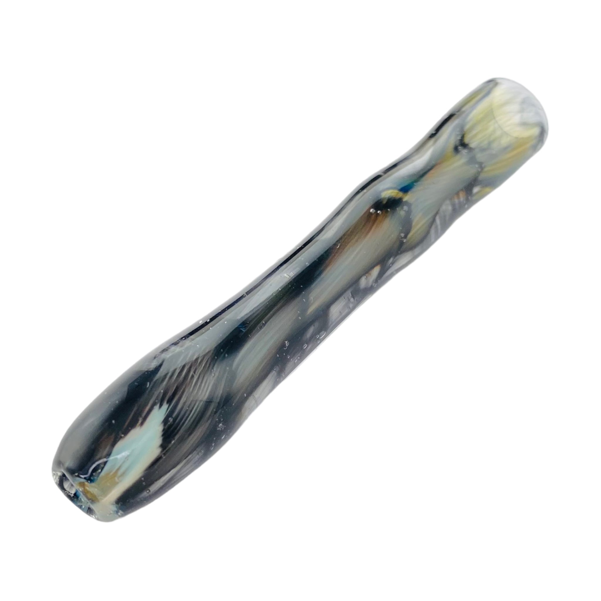 Glass Chillum Pipe - Black Inside Out Glass One Hitter