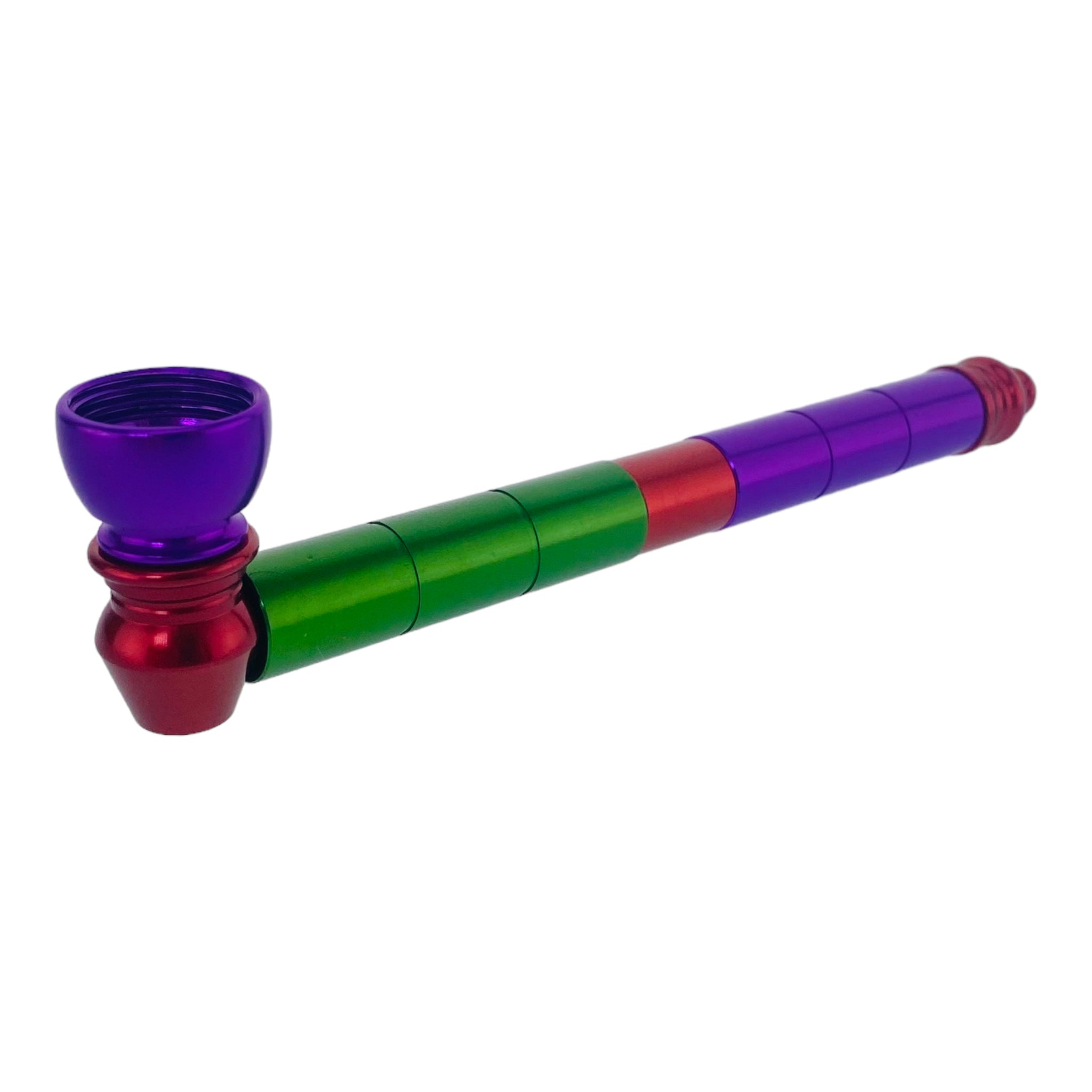 red purple and green Metal Hand Pipes - Multi-color Long Stem Aluminum Metal Pipe
