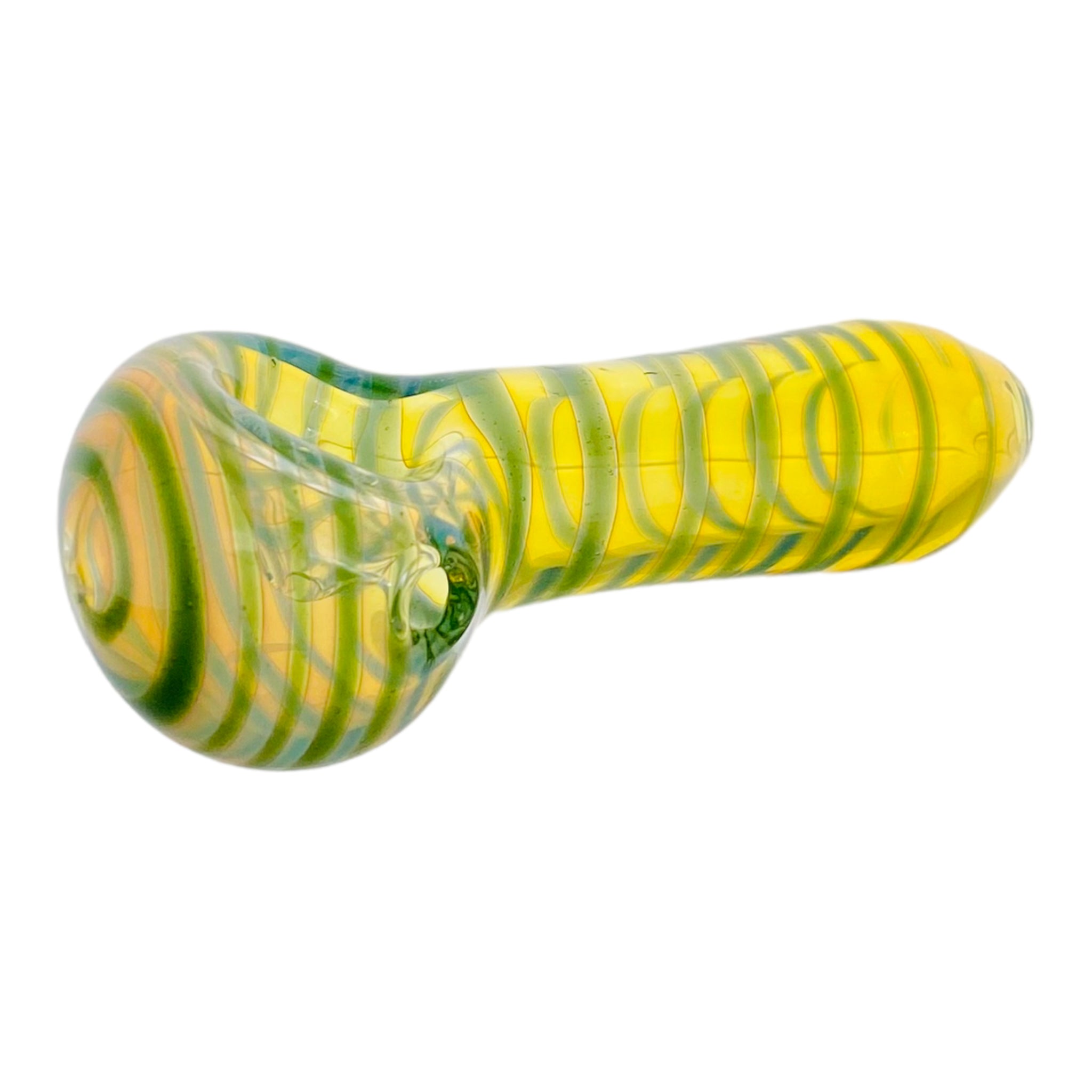 Color Changing Glass Pipe With Green Spiral Color Twist