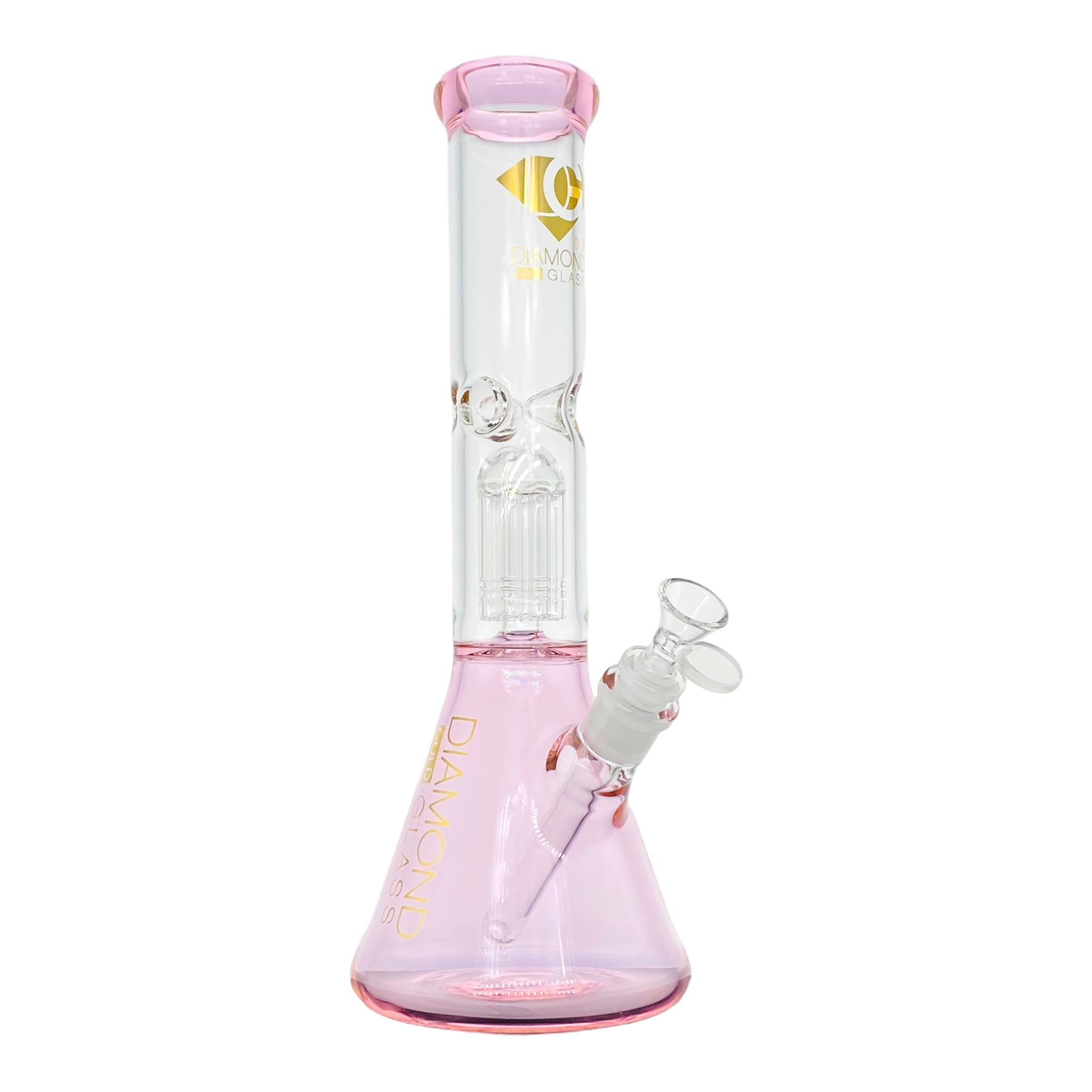 Diamond Glass - 14 Inch Pink Beaker Bong With Tree Perc