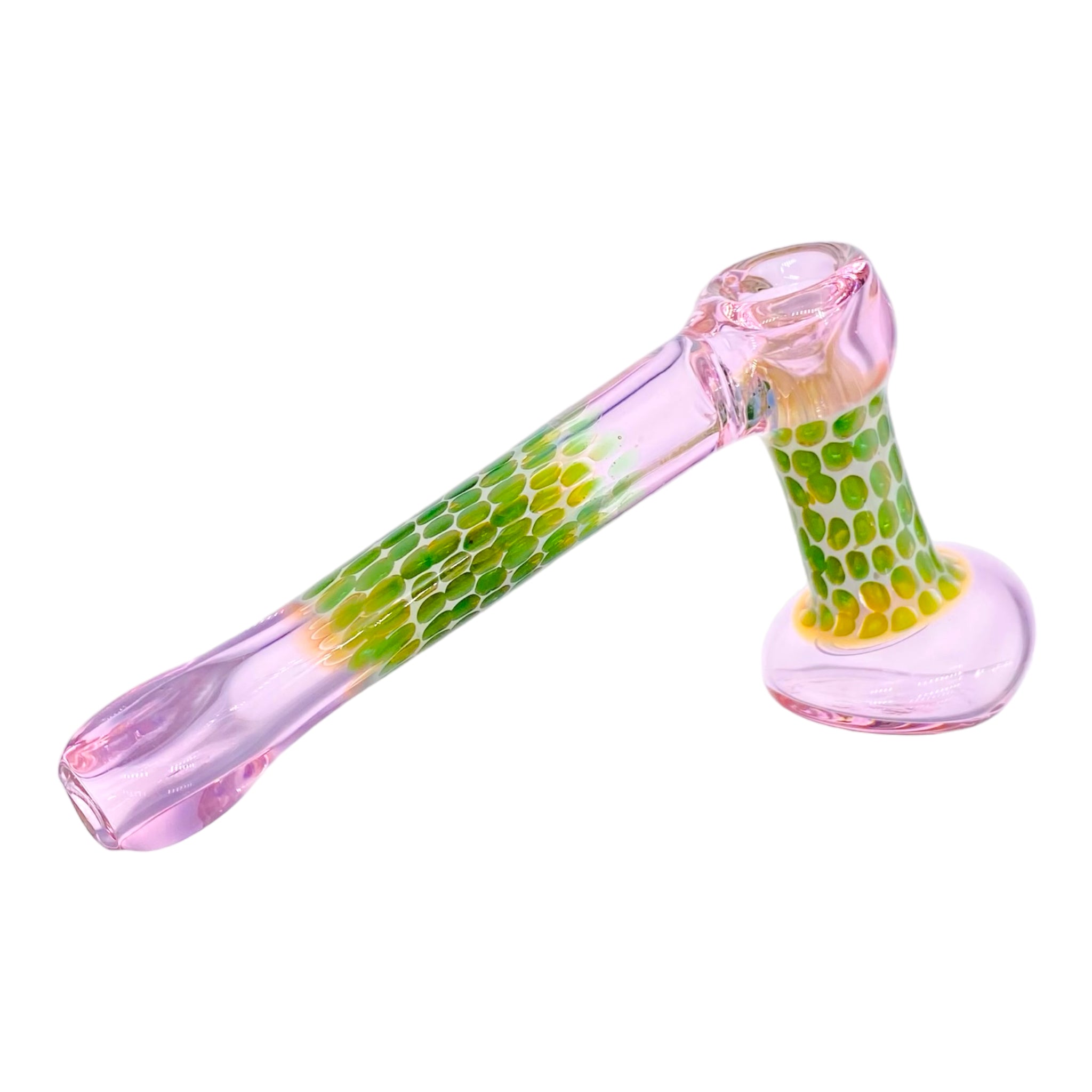 og push bowl bubbler Pink And Green Dot Stack Laydown Glass Bubbler Water Pipe