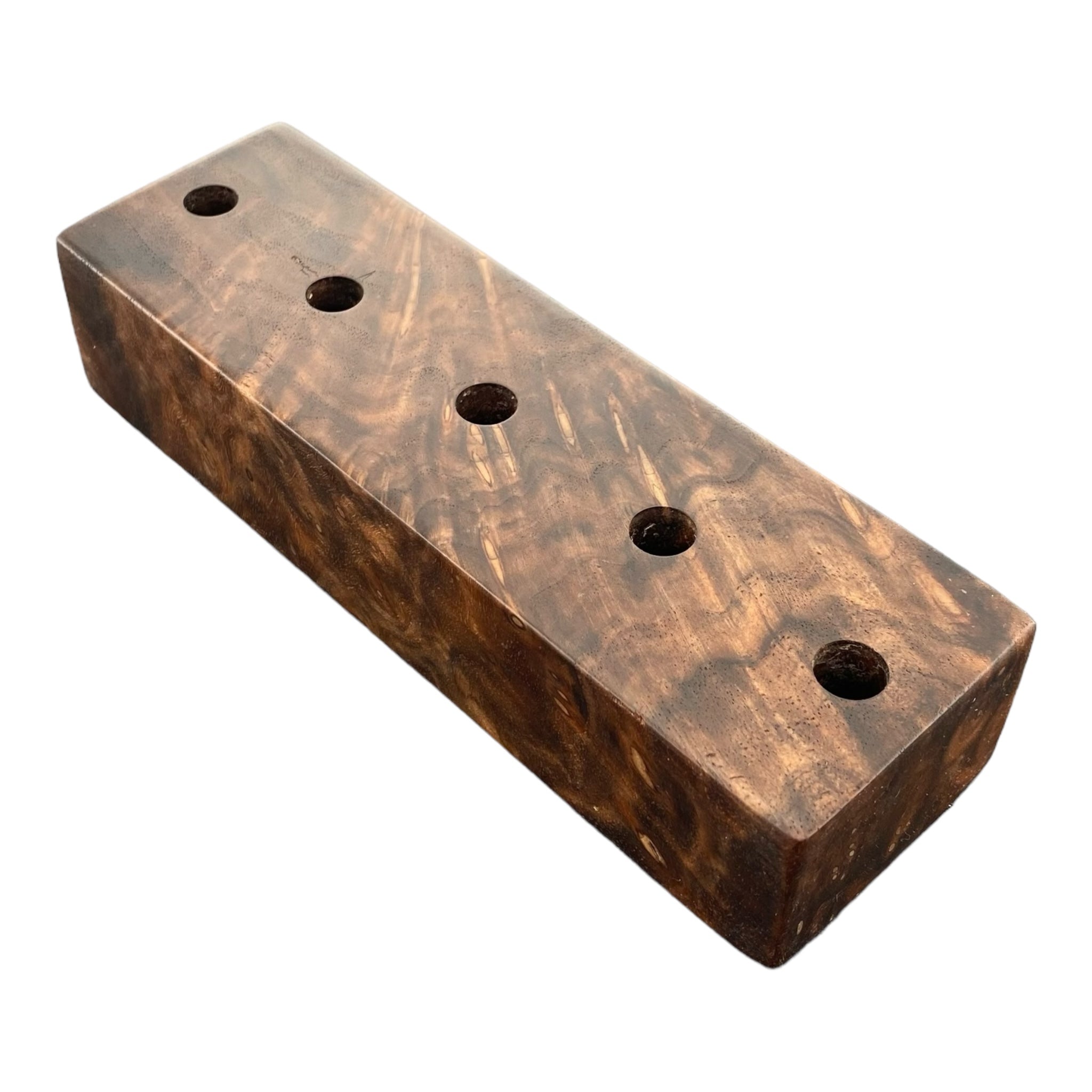 5 Hole Wood Display Stand Holder For 10mm Bong Bowl Pieces Or Quartz Bangers - Black Walnut Burl