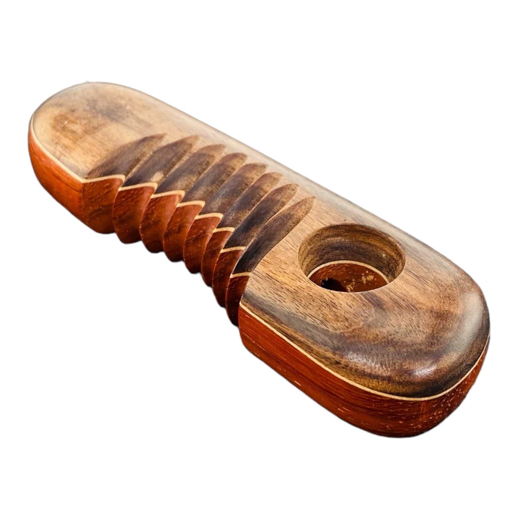 best Wood Hand Pipe - Oval With Notches Wood Pipe