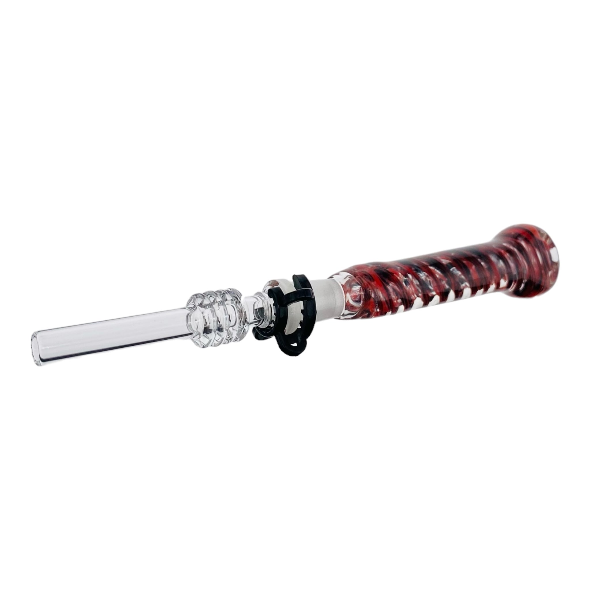 10mm Nectar Collector - Red And Black Inside Out With 10mm Quartz Tip