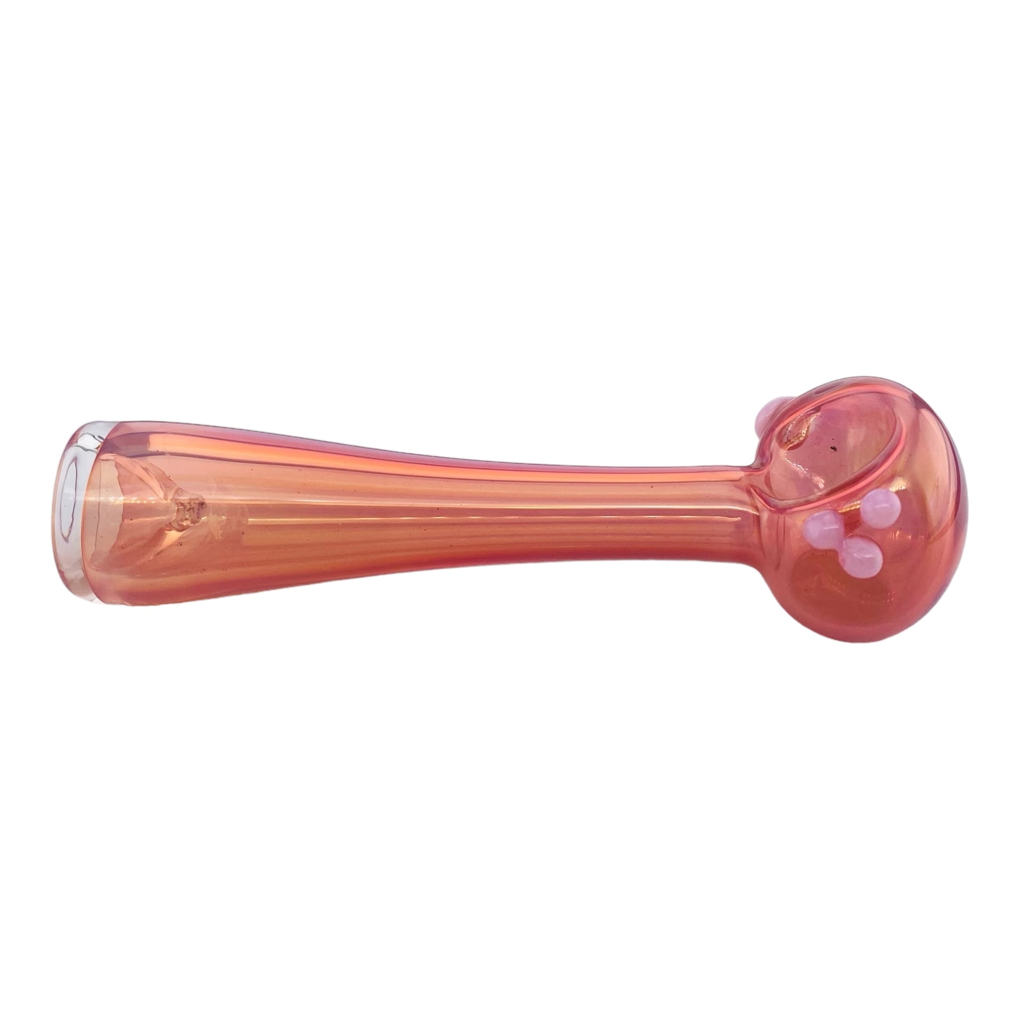 cute Pink Gold Fumed Glass Hand Pipe With Push In Mouthpiece for sale