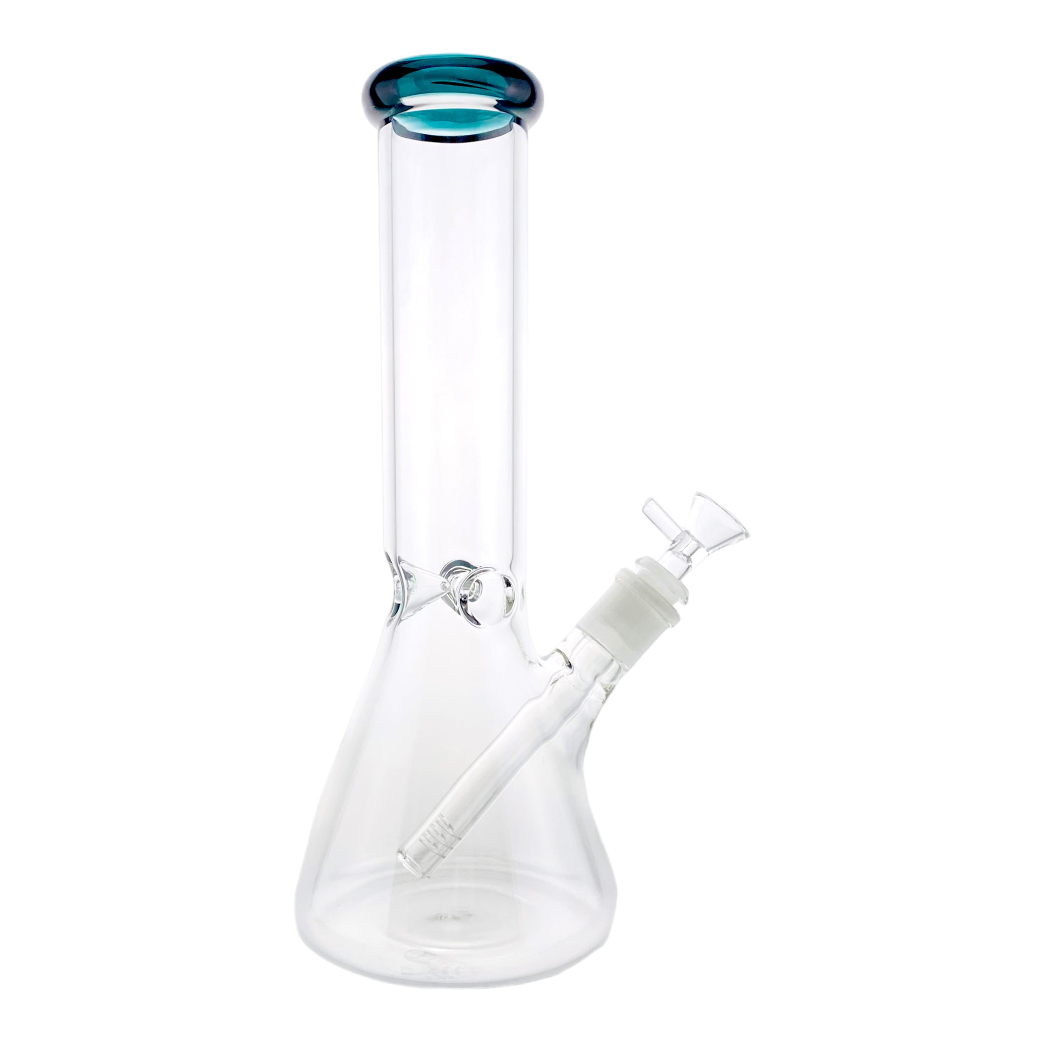 12 Inch Clear Beaker Bong With Dark Green Color Lip