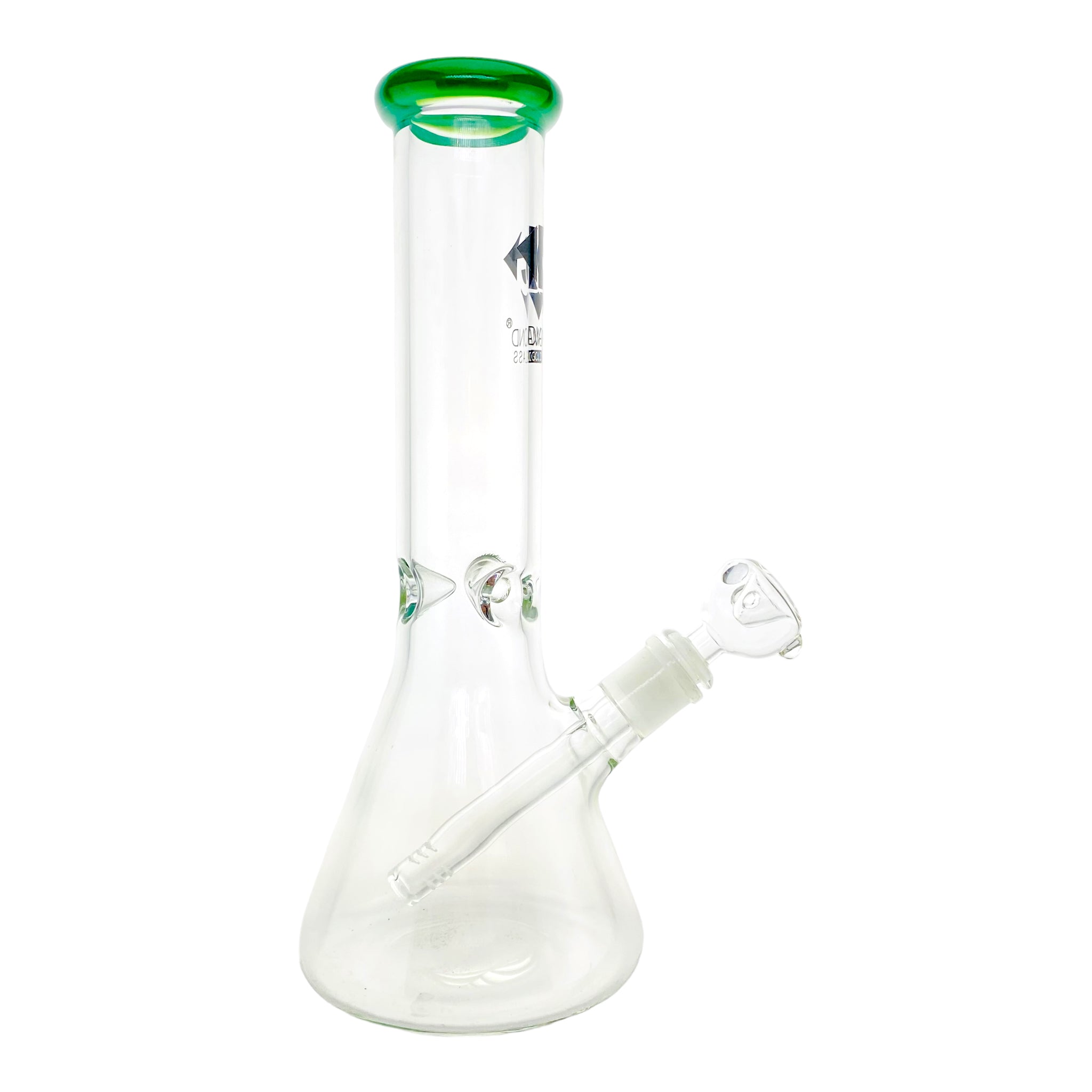 Diamond Glass Bong - 12 Inch Beaker With Green Color Lip