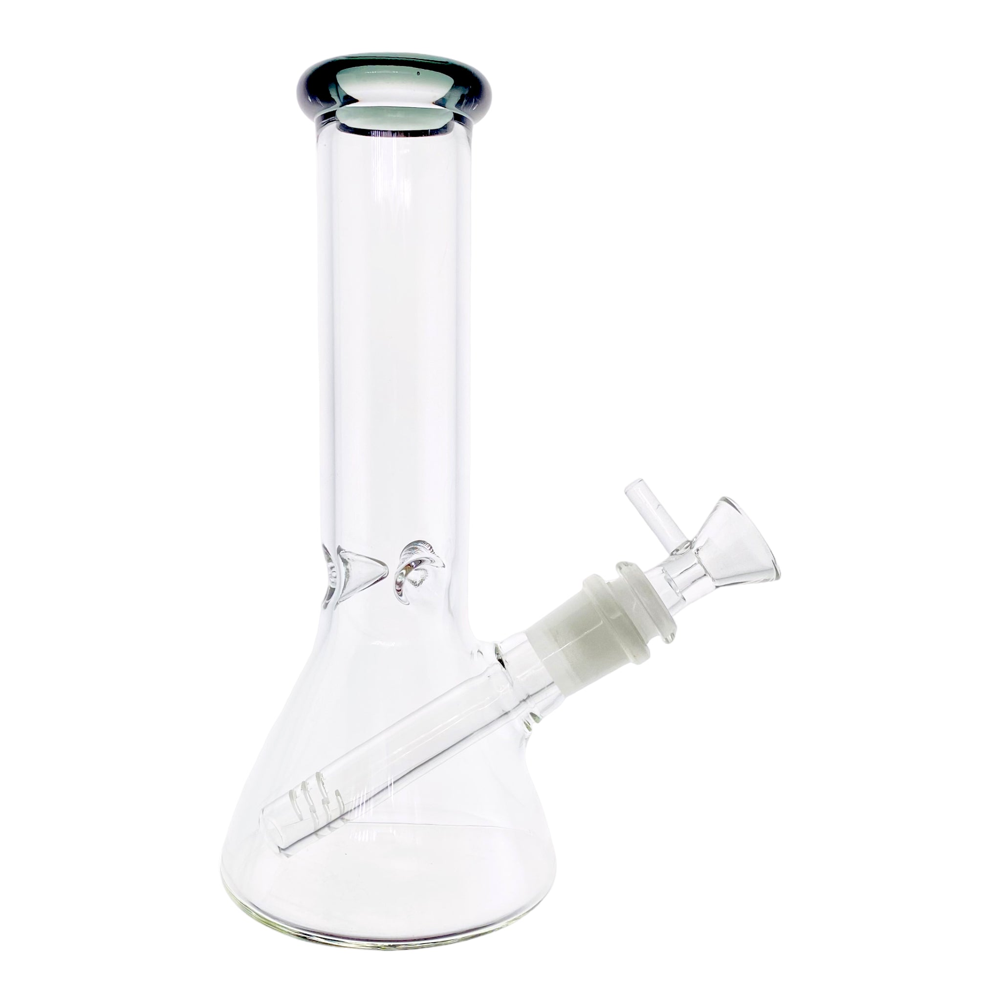 8 Inch Clear Beaker Bong With Shadow Black Color Lip
