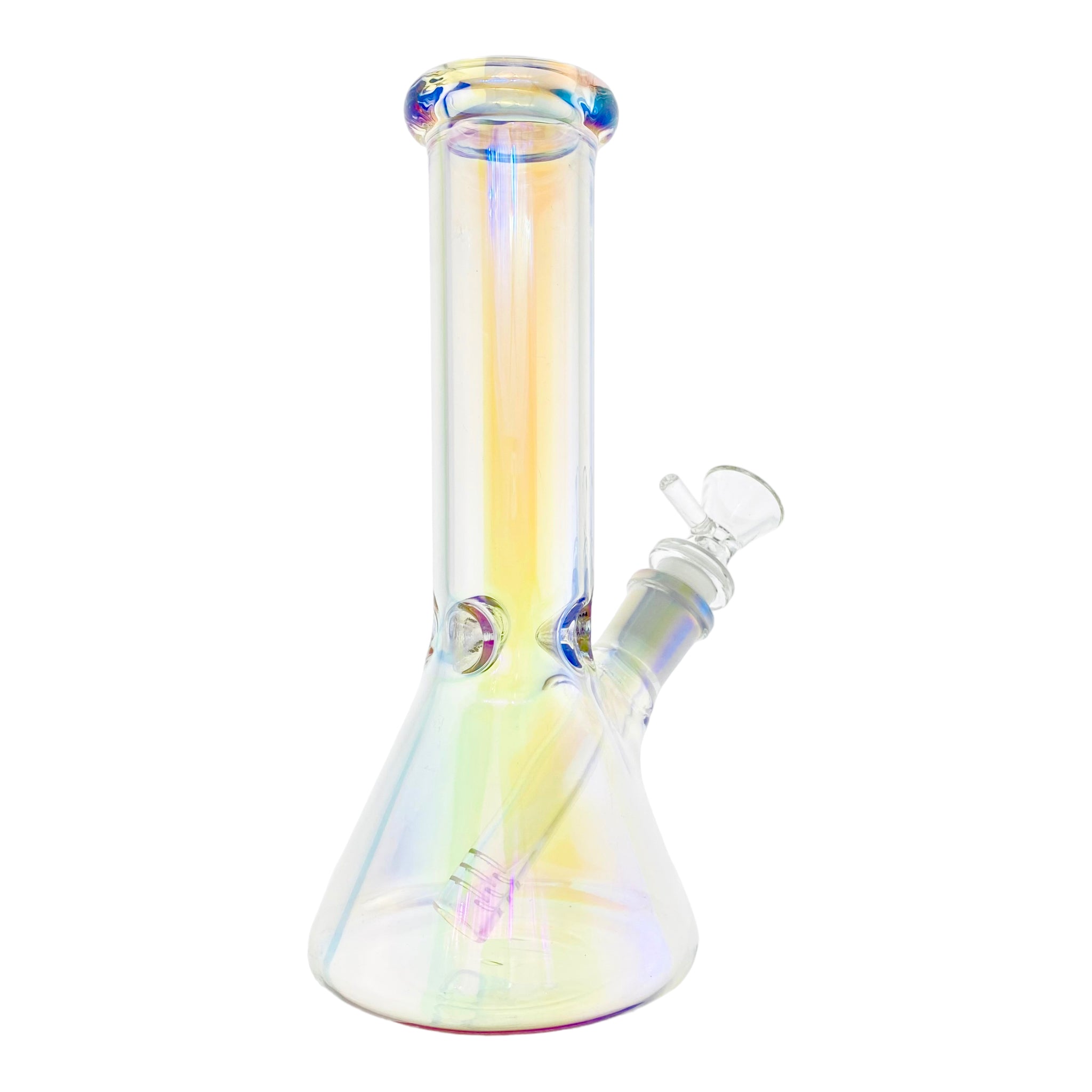 8 Inch Clear Pearlescant Metallic Beaker Bong