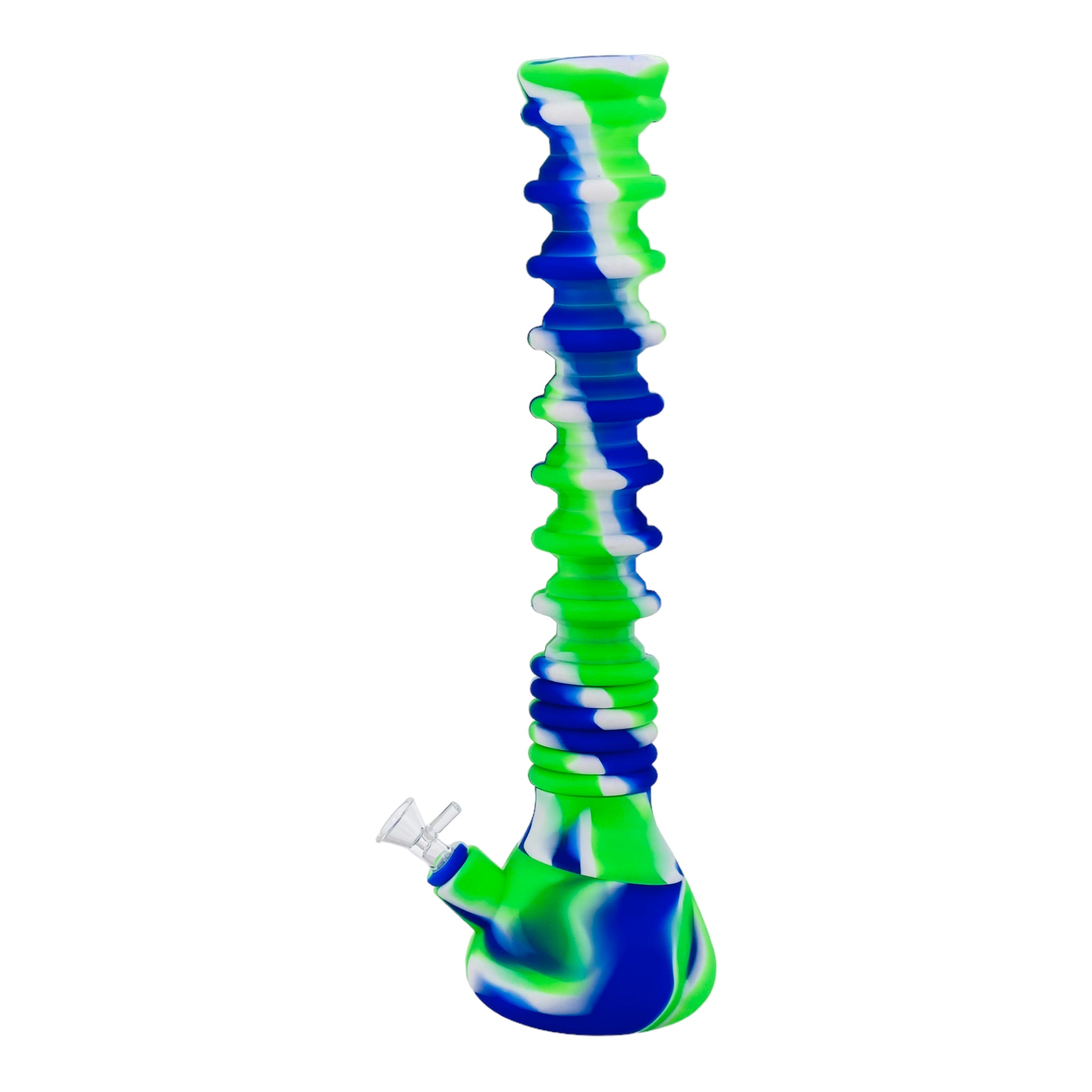 Extendable Silicone Rubber Bong Green Blue White