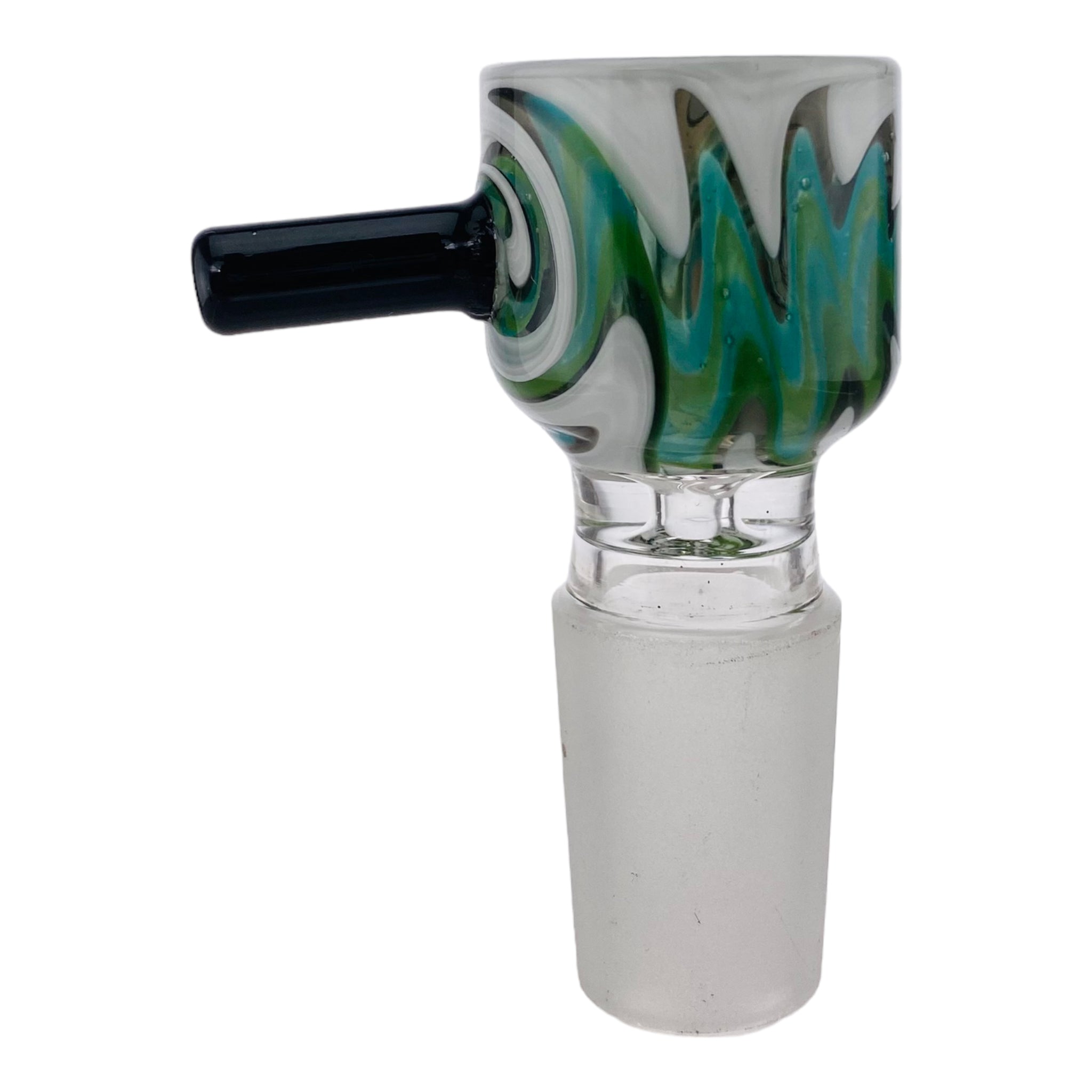18mm Flower Bowl - Green Blue And White Cylinder Straight Wall Bong Bowl Piece