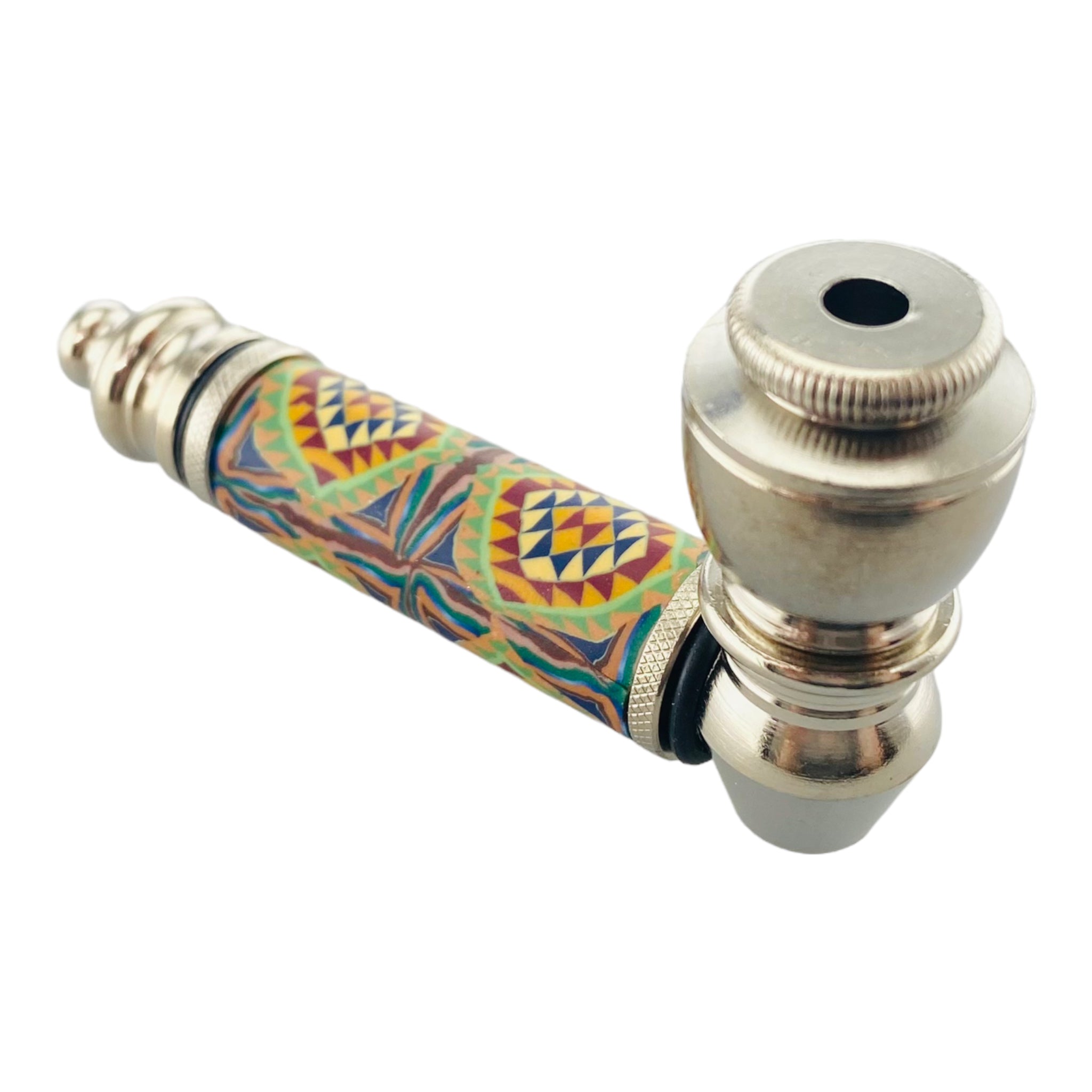 er Chrome smoking Hand Pipe With Sacred Geometry