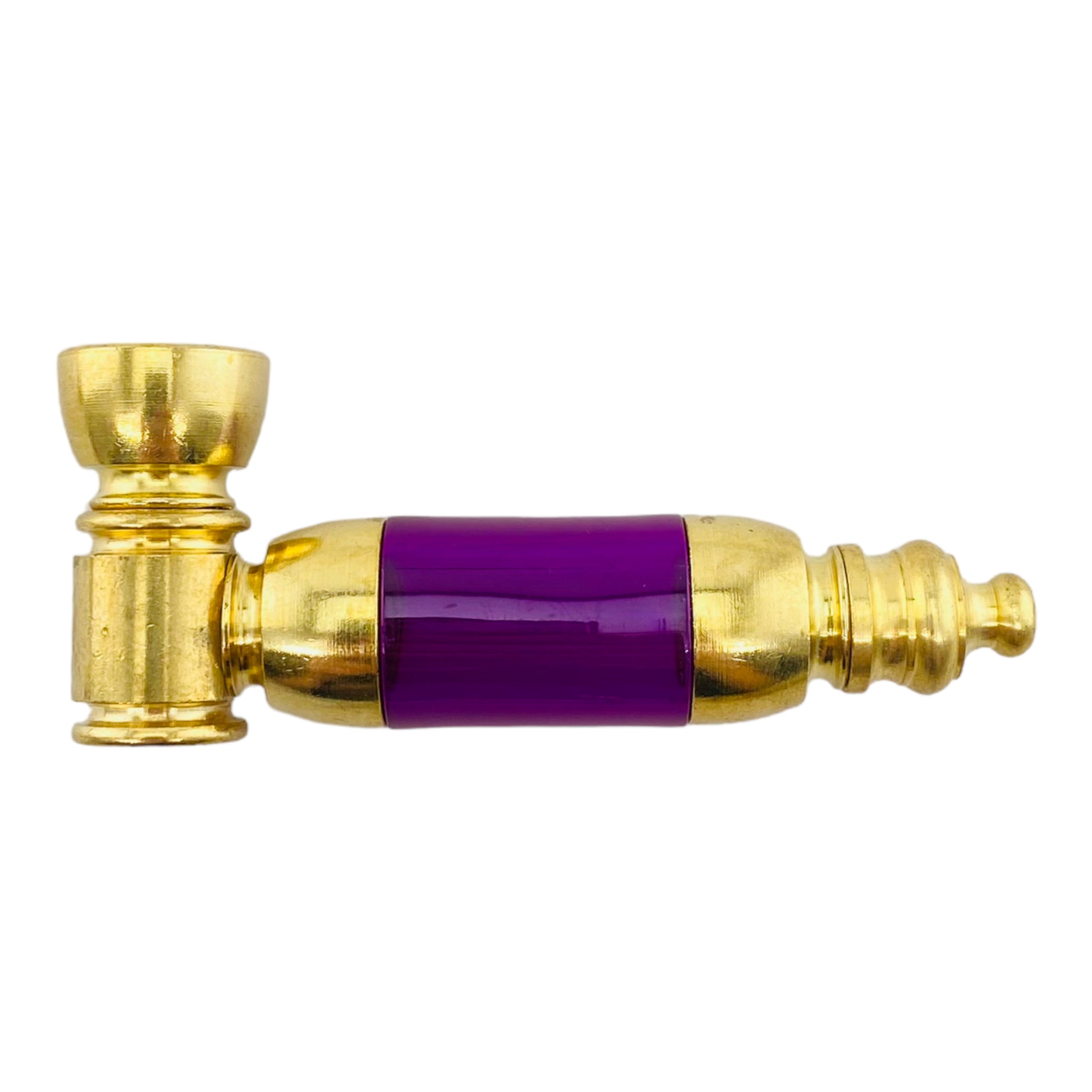 purple Metal Weed Pipes - Brass Hand Pipe With Large Plastic Chamber