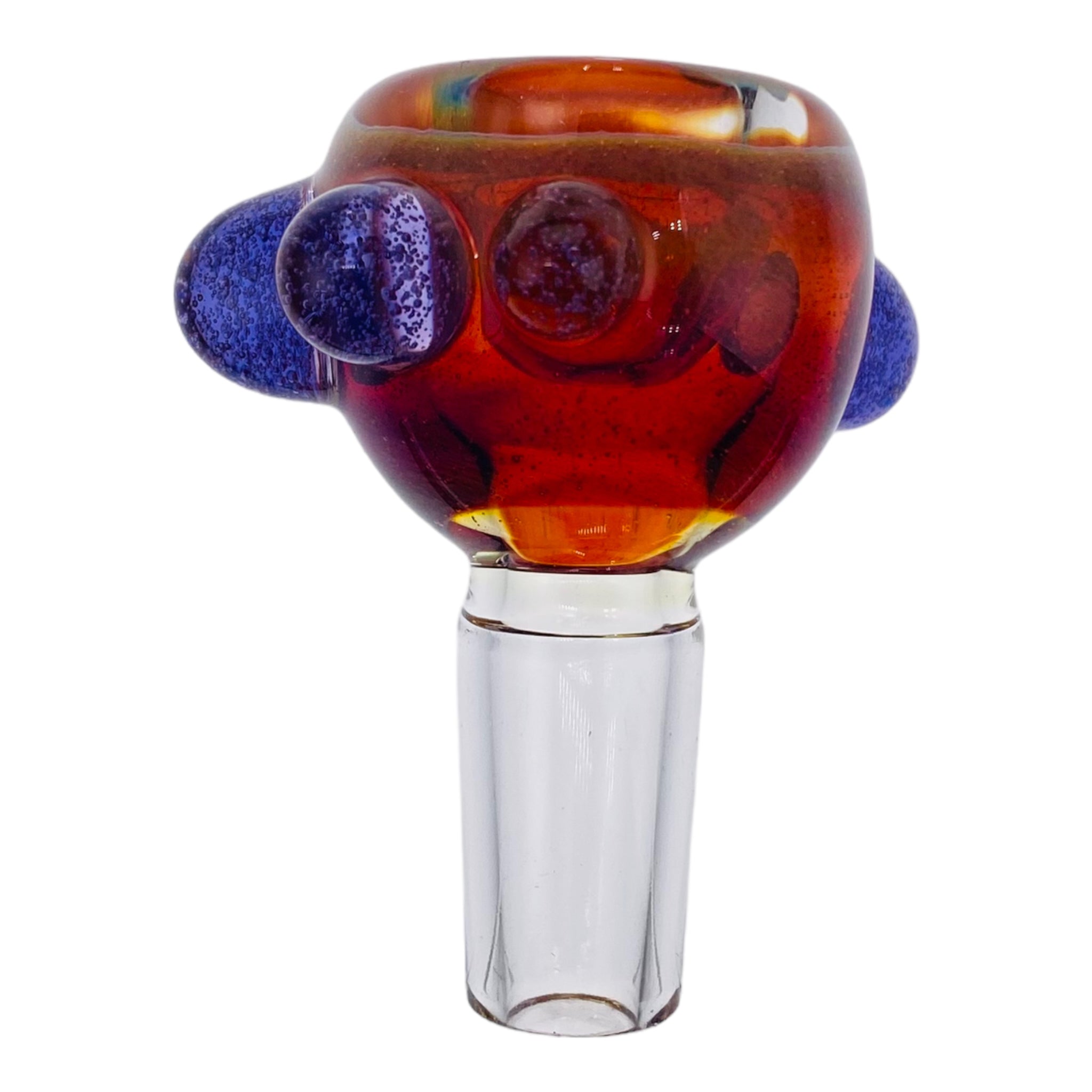 Arko Glass - 14mm Flower Bowl Amber Frit Bubble With Purple Dots