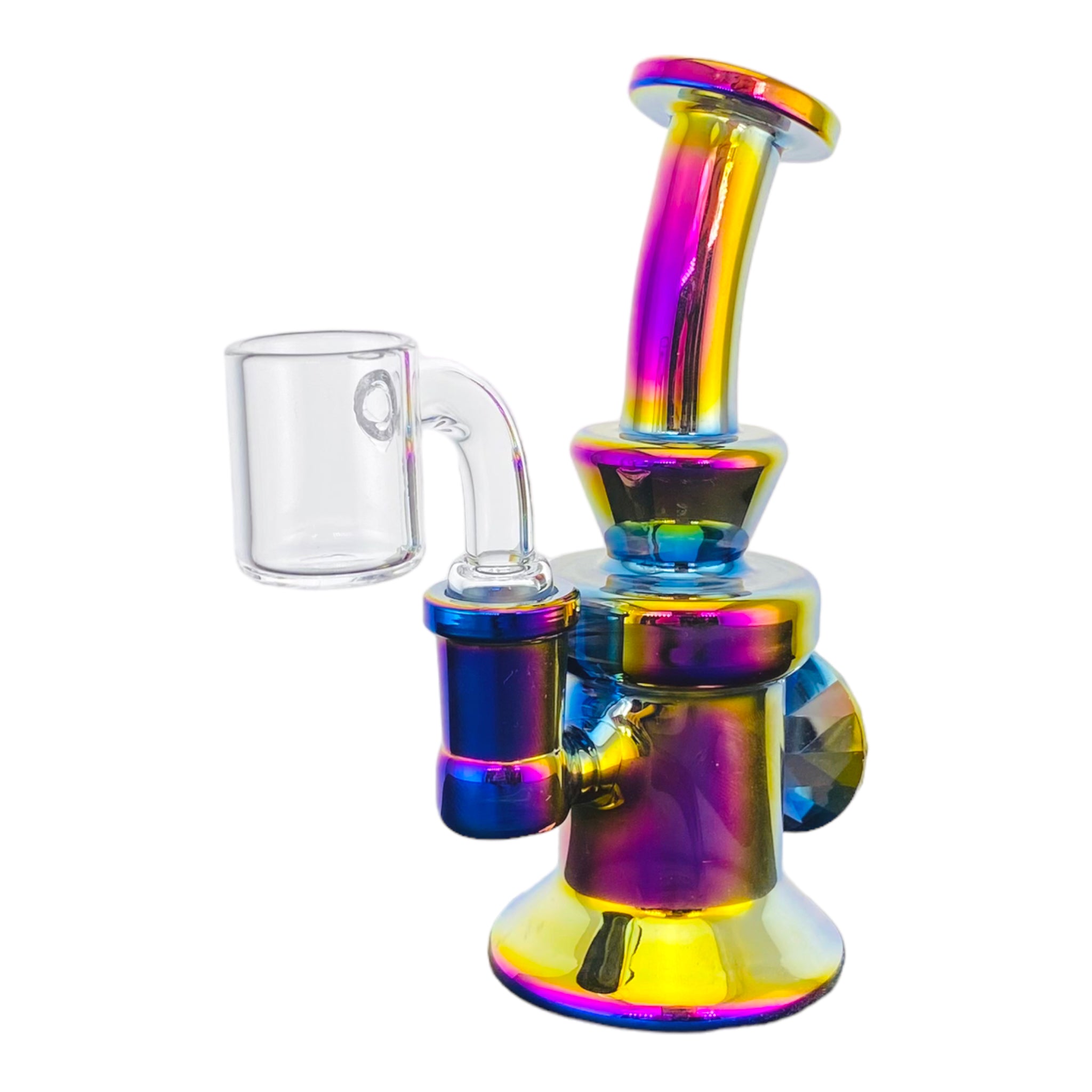 girly Rainbow Mini Dab Rig With Faceted Diamond
