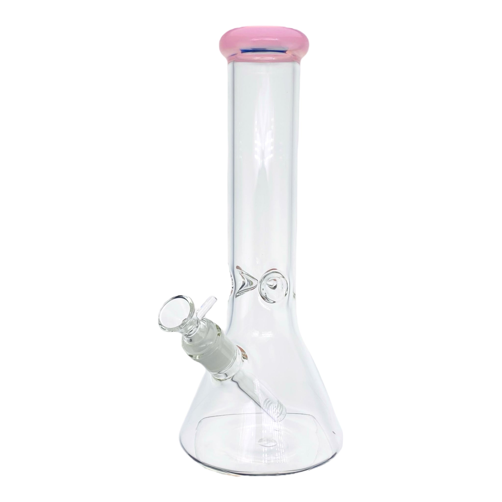 12 Inch Clear Beaker Bong With Pink Color Lip