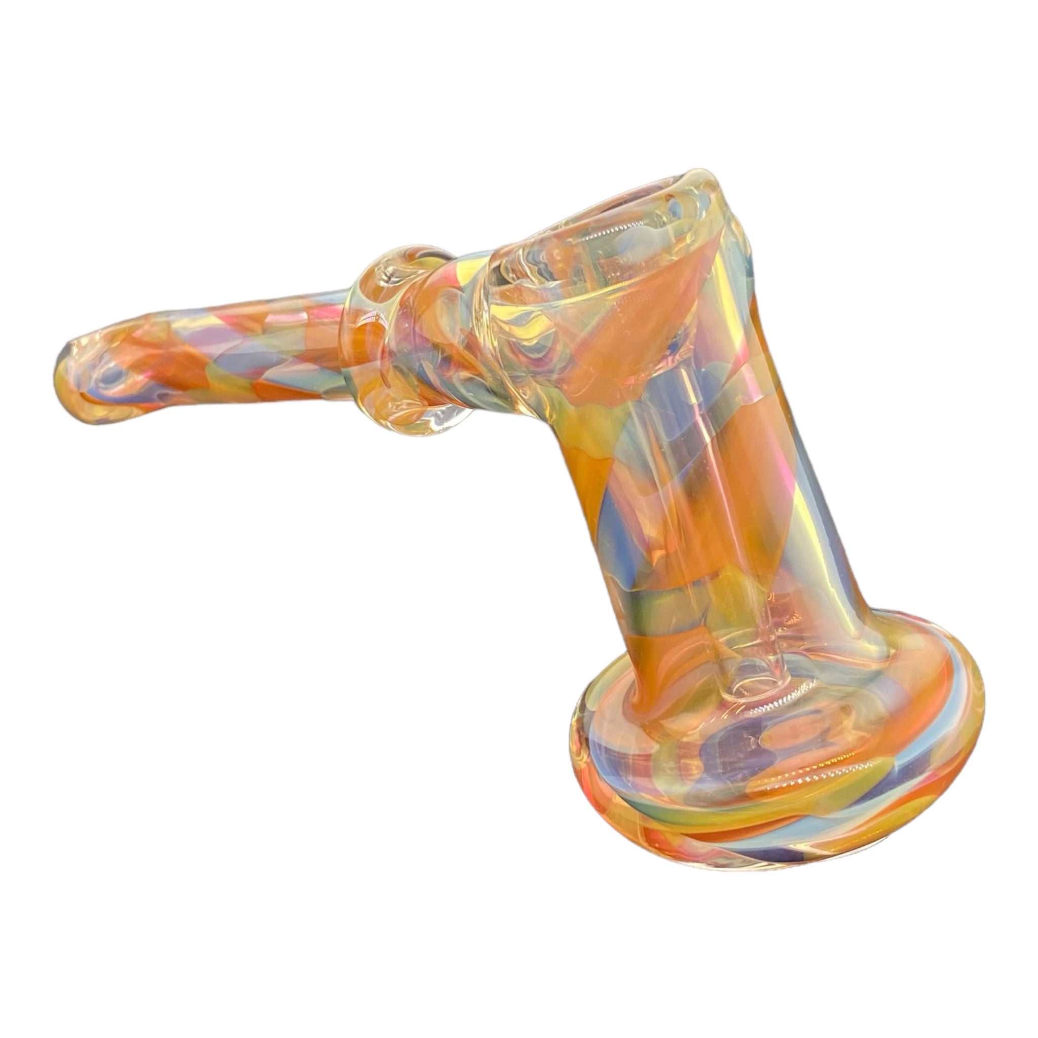 Lay-Down Silver And Gold Fumed Bubbler glass hash Hammer