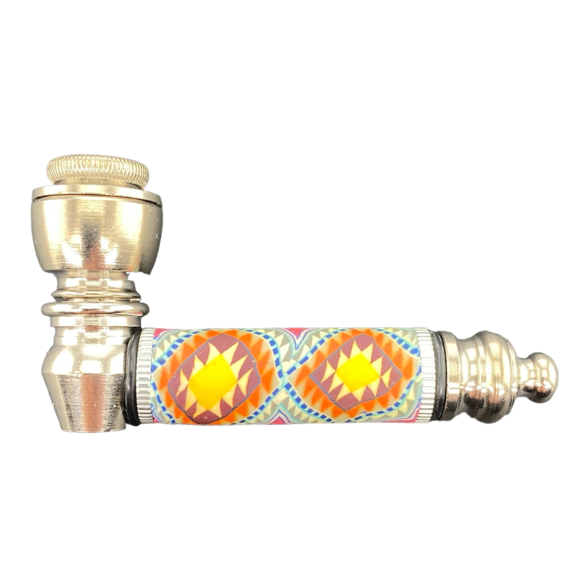 cute girly Metal Hand Pipes - Silver Chrome Hand Pipe With Sacred Geometry for sale