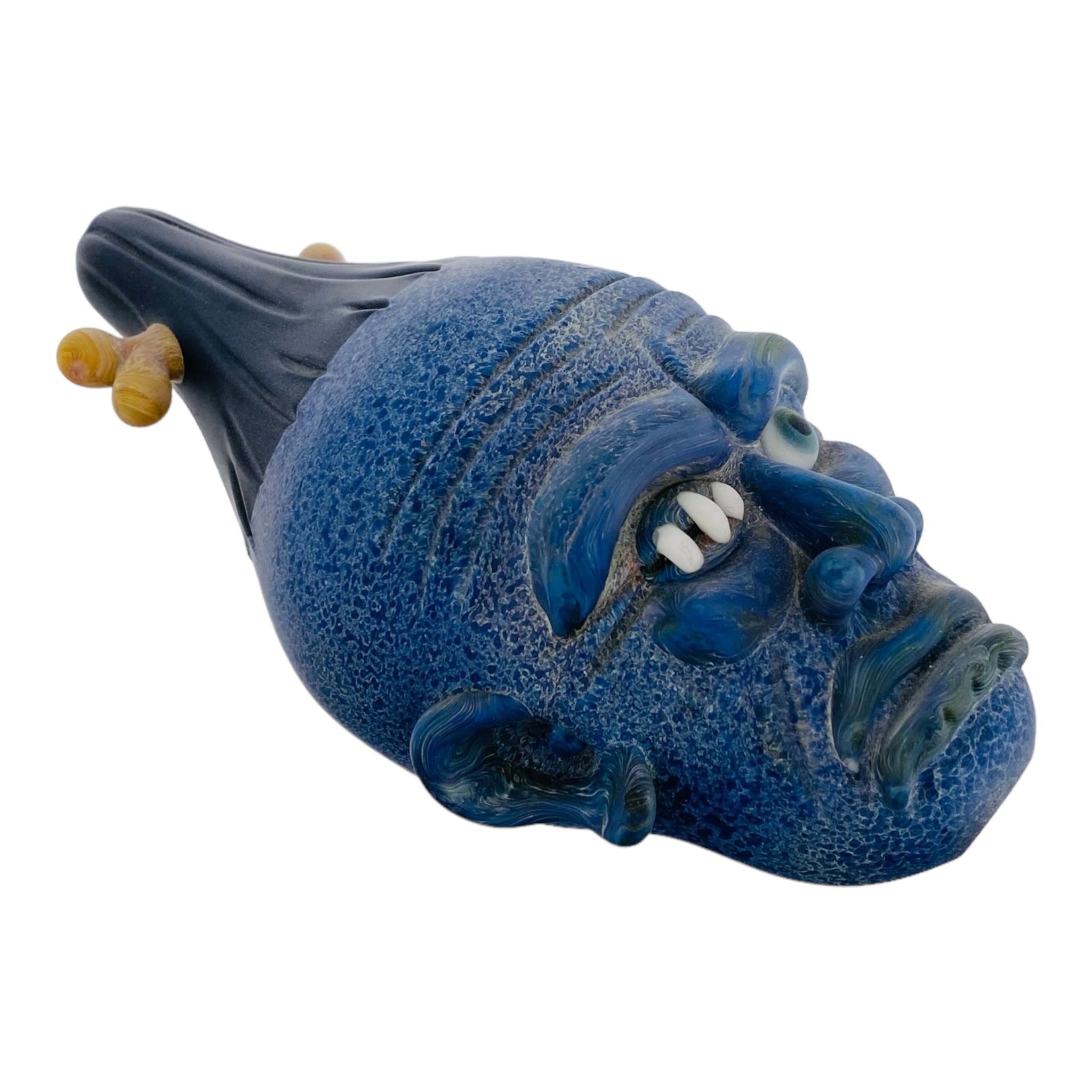heady glass custom Shrunken Head Glass Hand Pipe made with Red Blizzard glass for sale