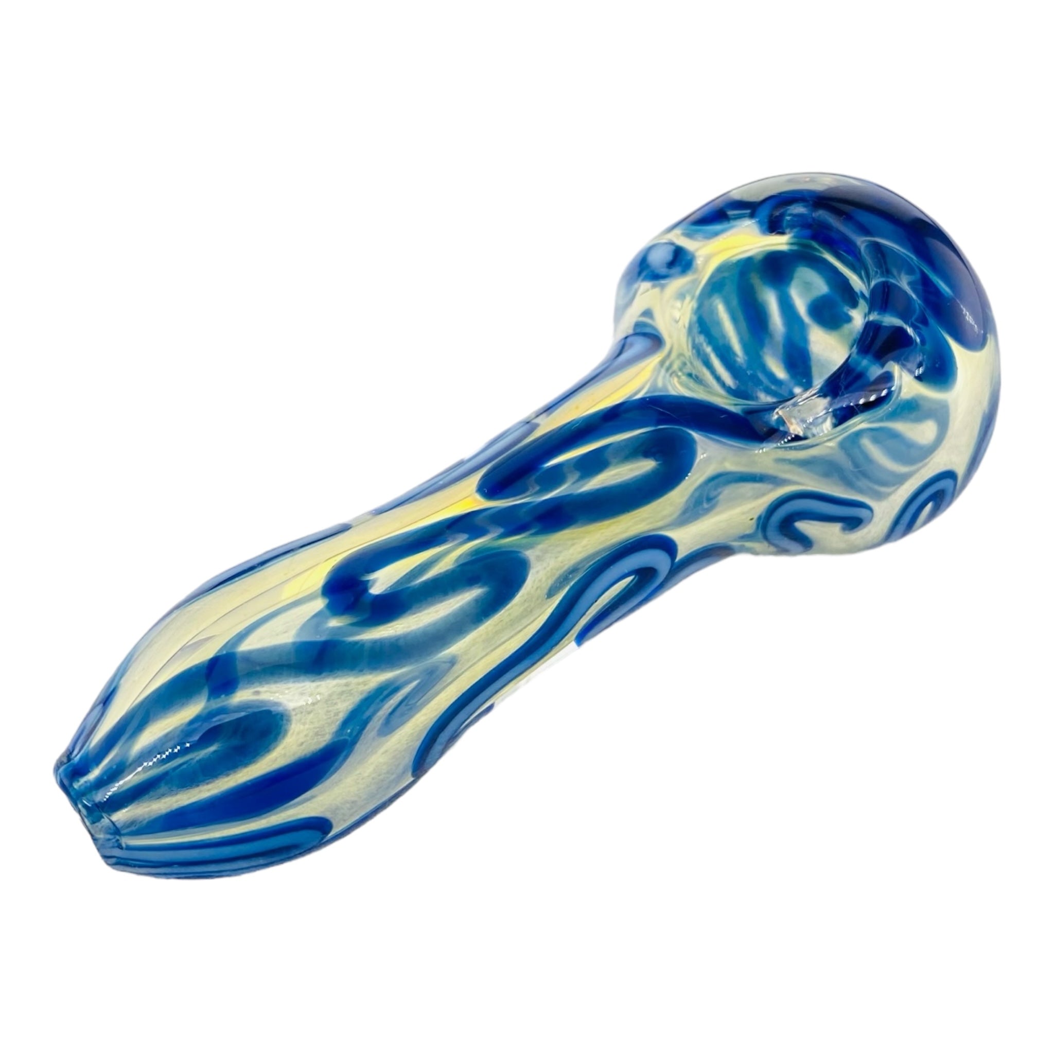 cheap Color Changing Glass Hand Pipe With Blue Linework for sale