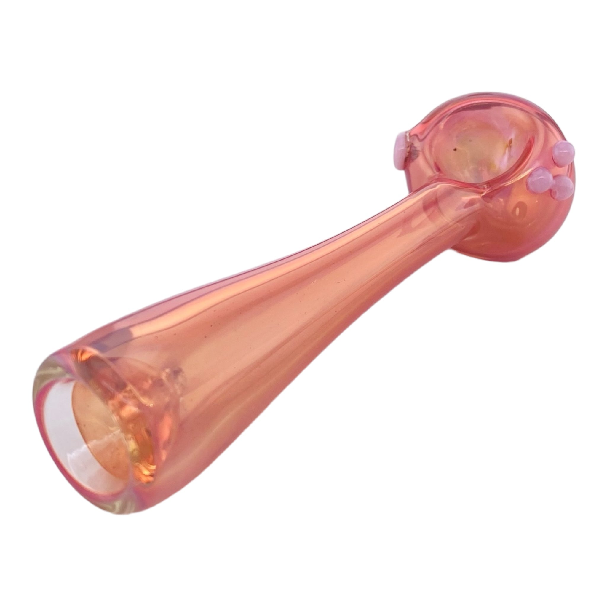 girly Pink Gold Fumed Glass Hand Pipe With Push In Mouthpiece for sale